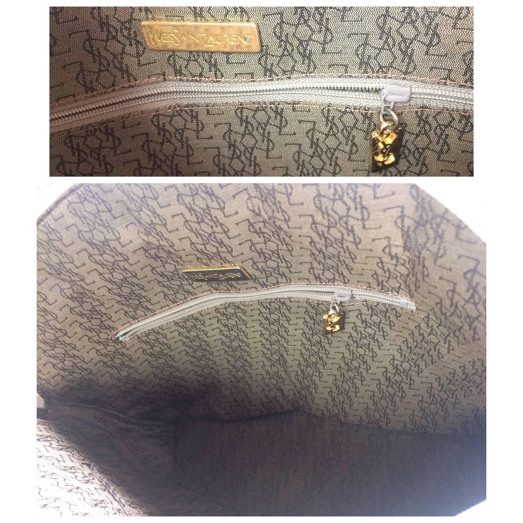 Vintage Yves Saint Laurent beige bolide shape shoulder bag. Y, Chevron stitches 3