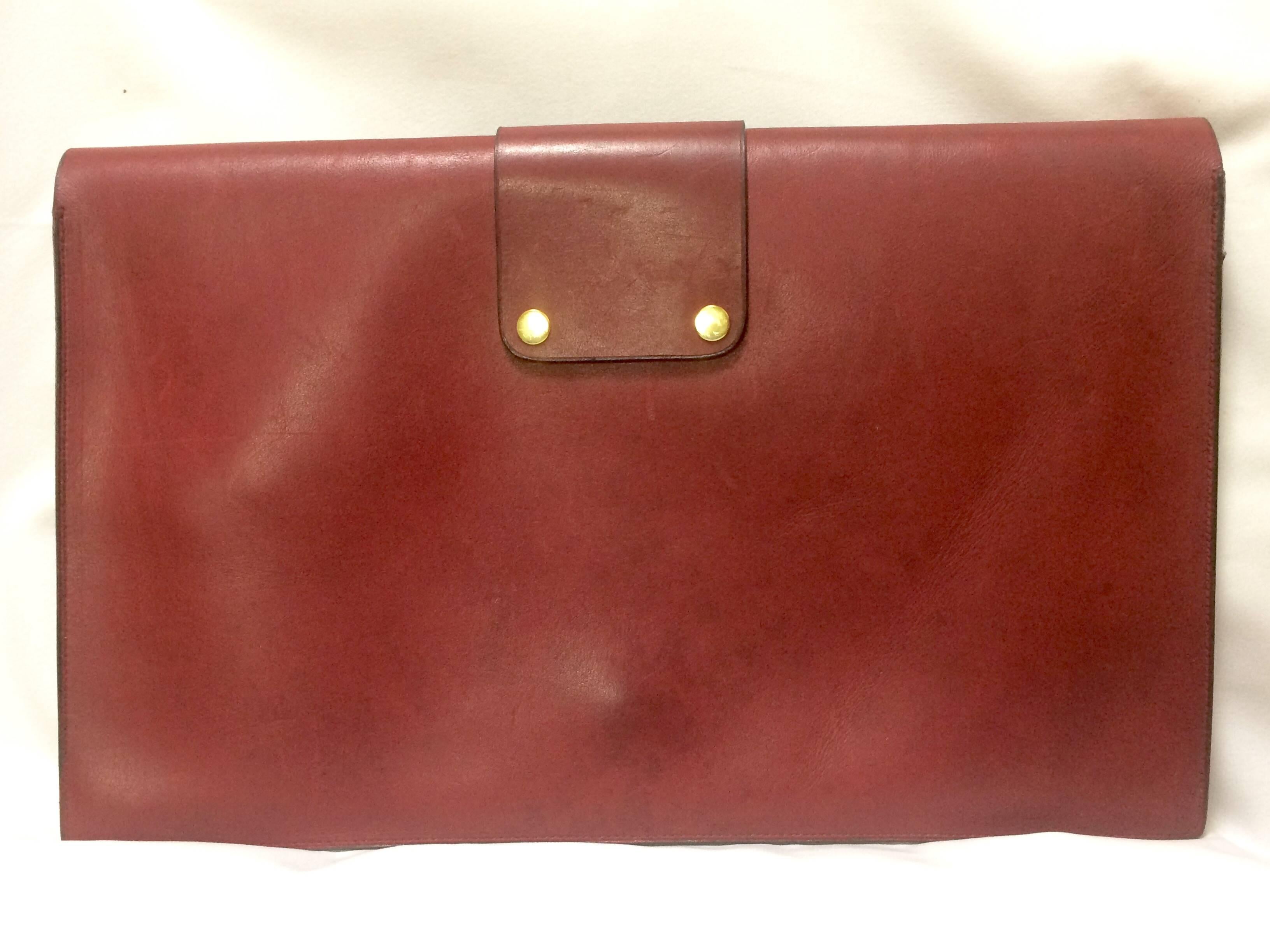 Brown Vintage Christian Dior wine leather document, portfolio case bag. Unisex purse.