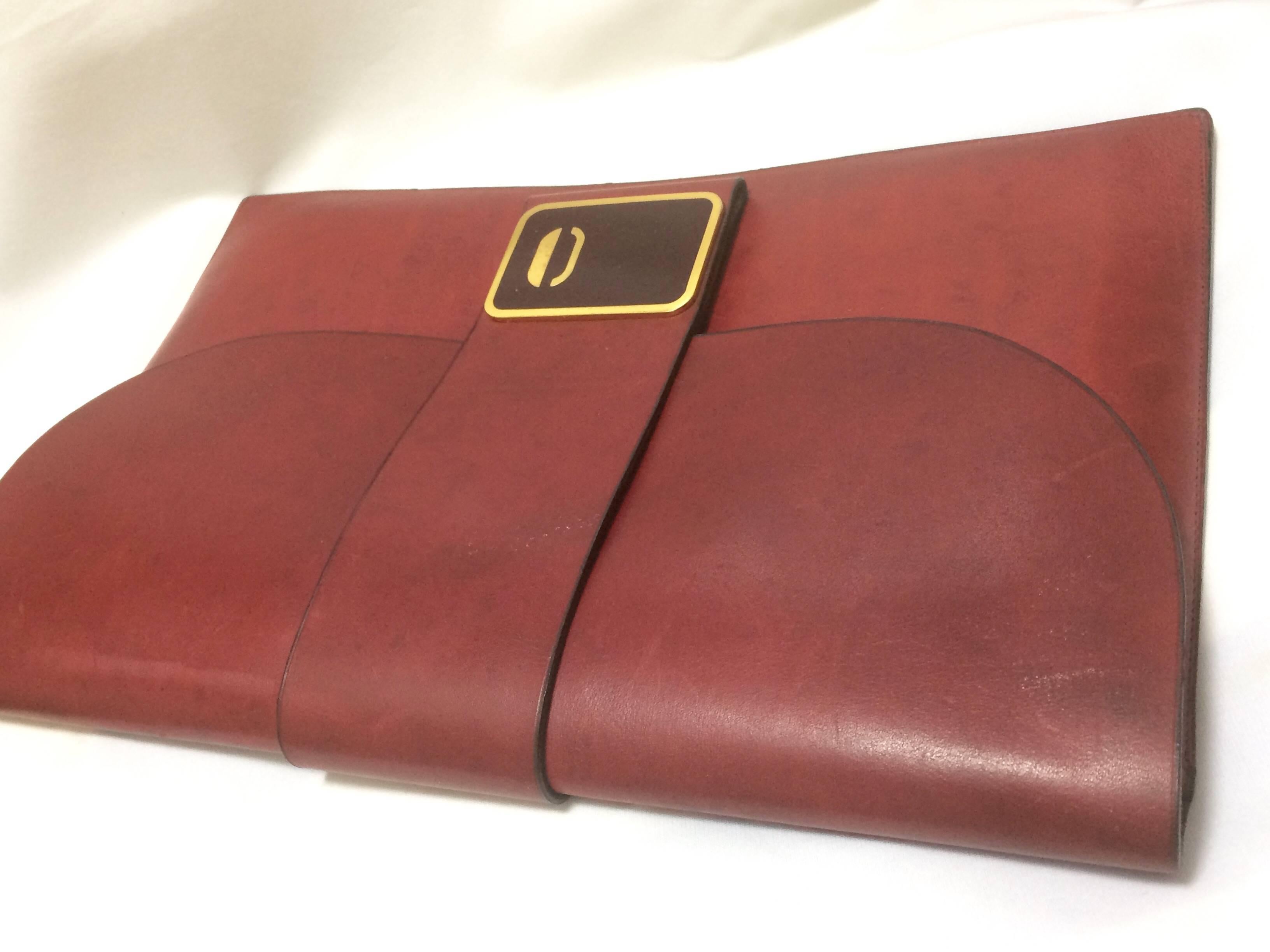 Vintage Christian Dior wine leather document, portfolio case bag. Unisex purse. 1
