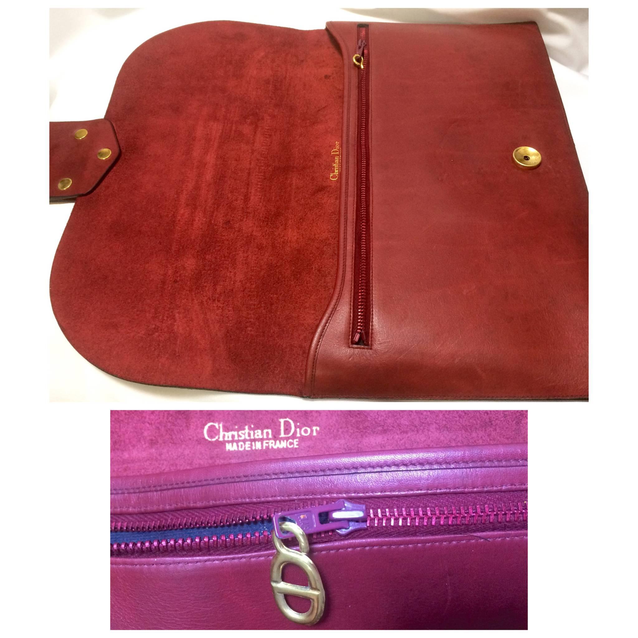 Vintage Christian Dior wine leather document, portfolio case bag. Unisex purse. 3