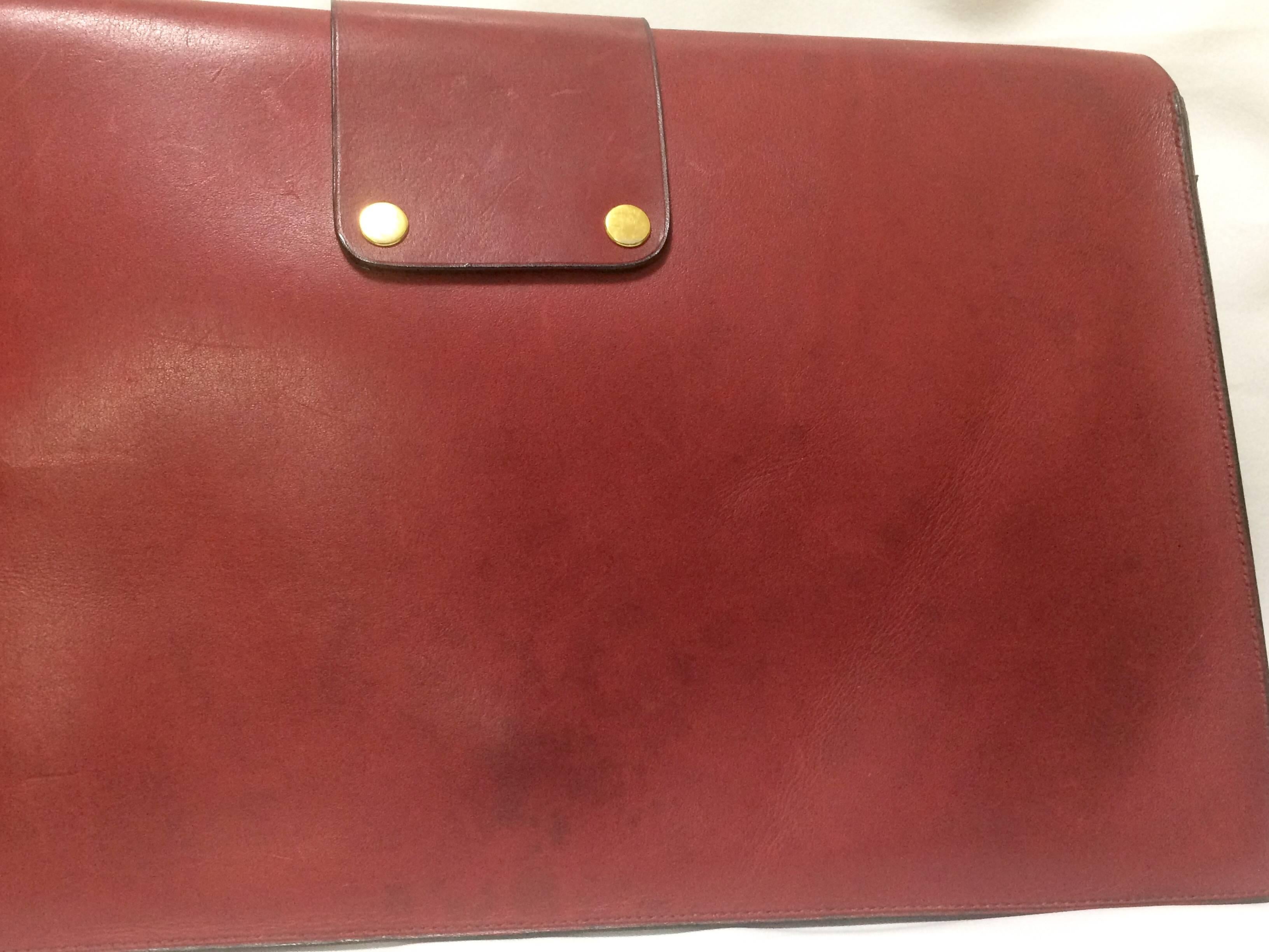 Vintage Christian Dior wine leather document, portfolio case bag. Unisex purse. In Good Condition In Kashiwa, Chiba