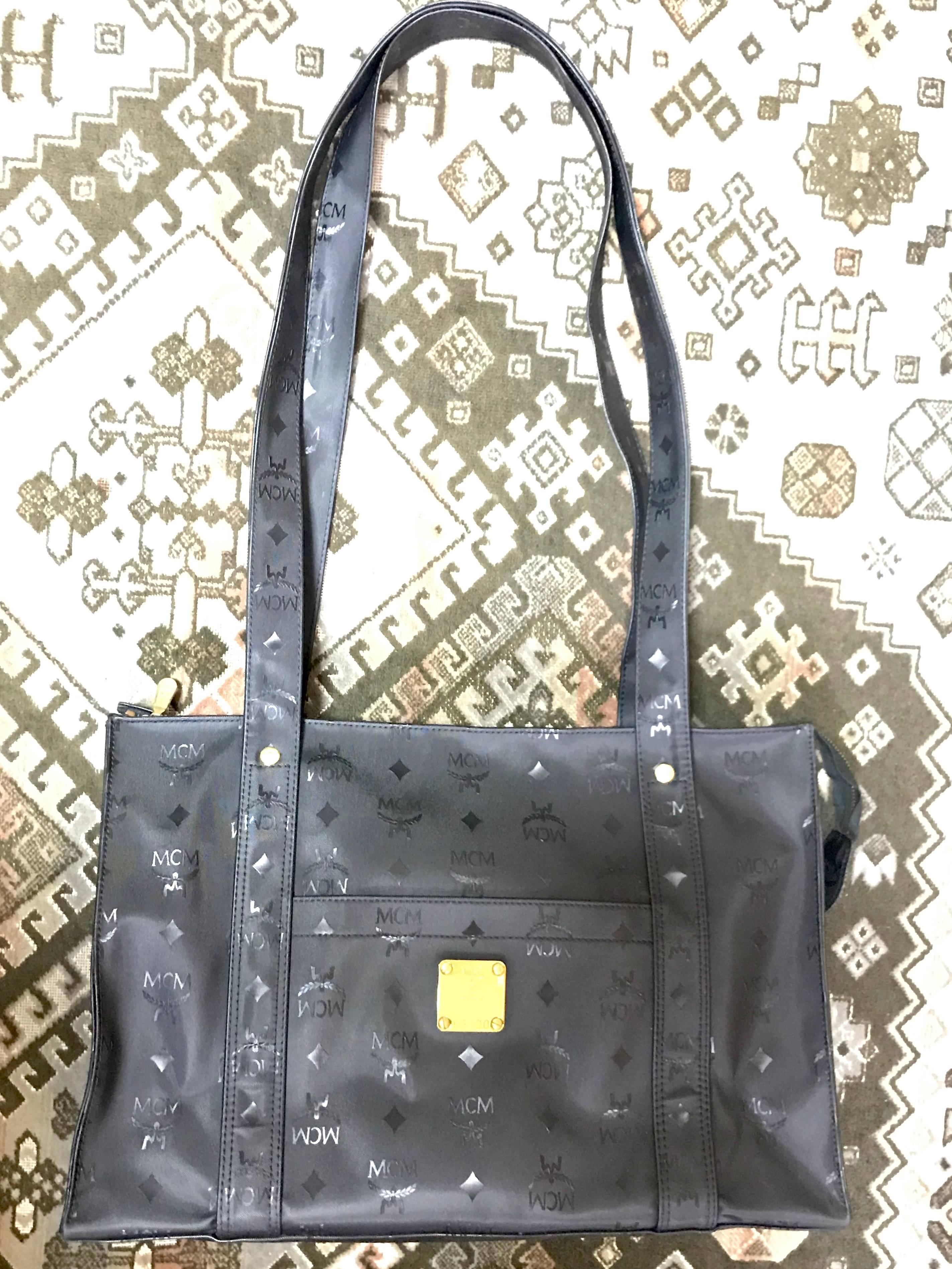 1990s. MINT. Vintage MCM black monogram large shopper tote bag, shoulder bag. Unisex use as classic style in originality. Handmade in Germany.

MCM has been back in the fashion trend again!!
Now it's considered to be one of the must-have designers