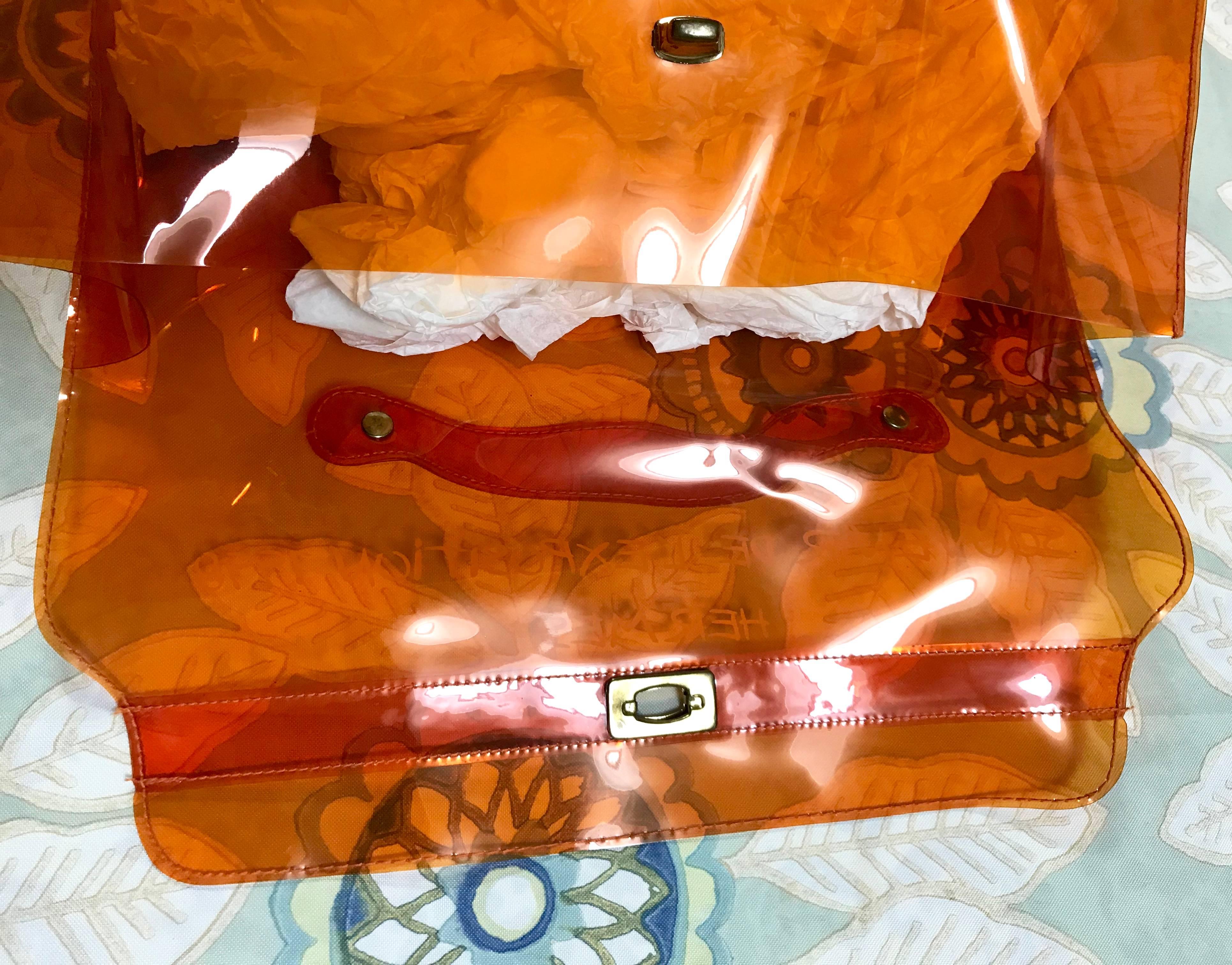 Vintage Hermes a rare orange transparent vinyl Kelly bag, Japan Limited Edition. 1