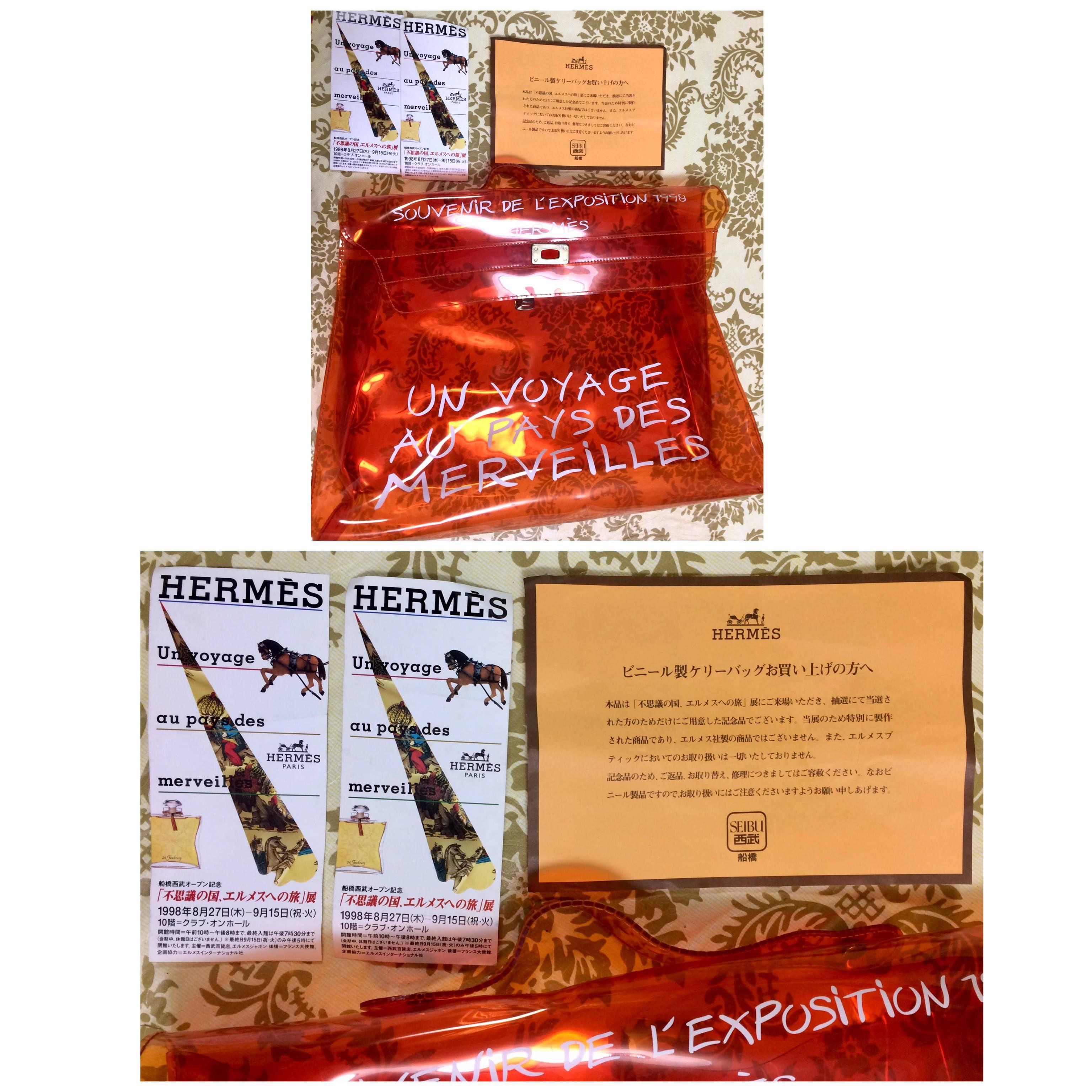 Vintage Hermes a rare orange transparent vinyl Kelly bag, Japan Limited Edition. 2