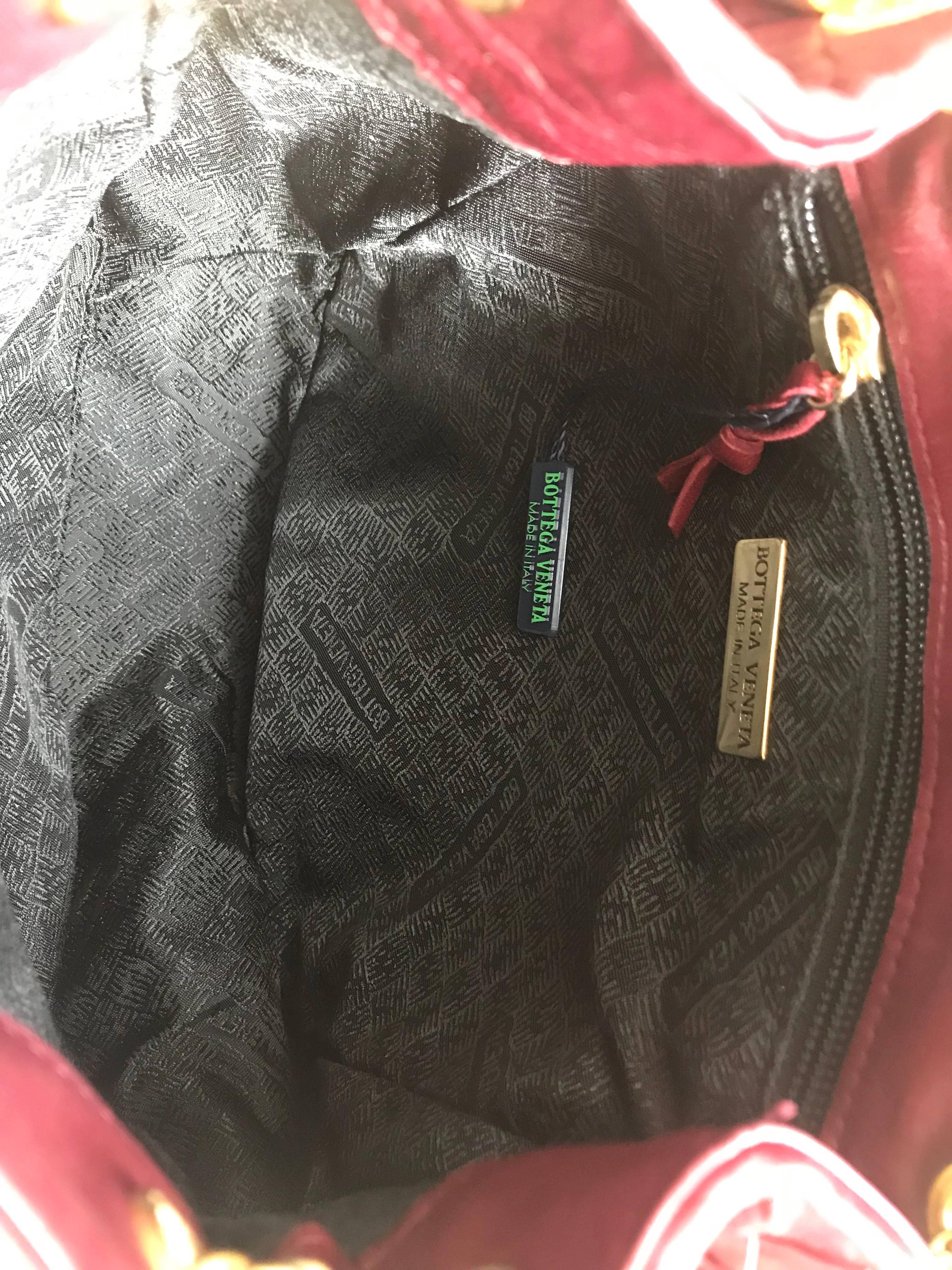 Vintage Bottega Veneta wine red intrecciato woven lamb leather hobo shoulder bag 2