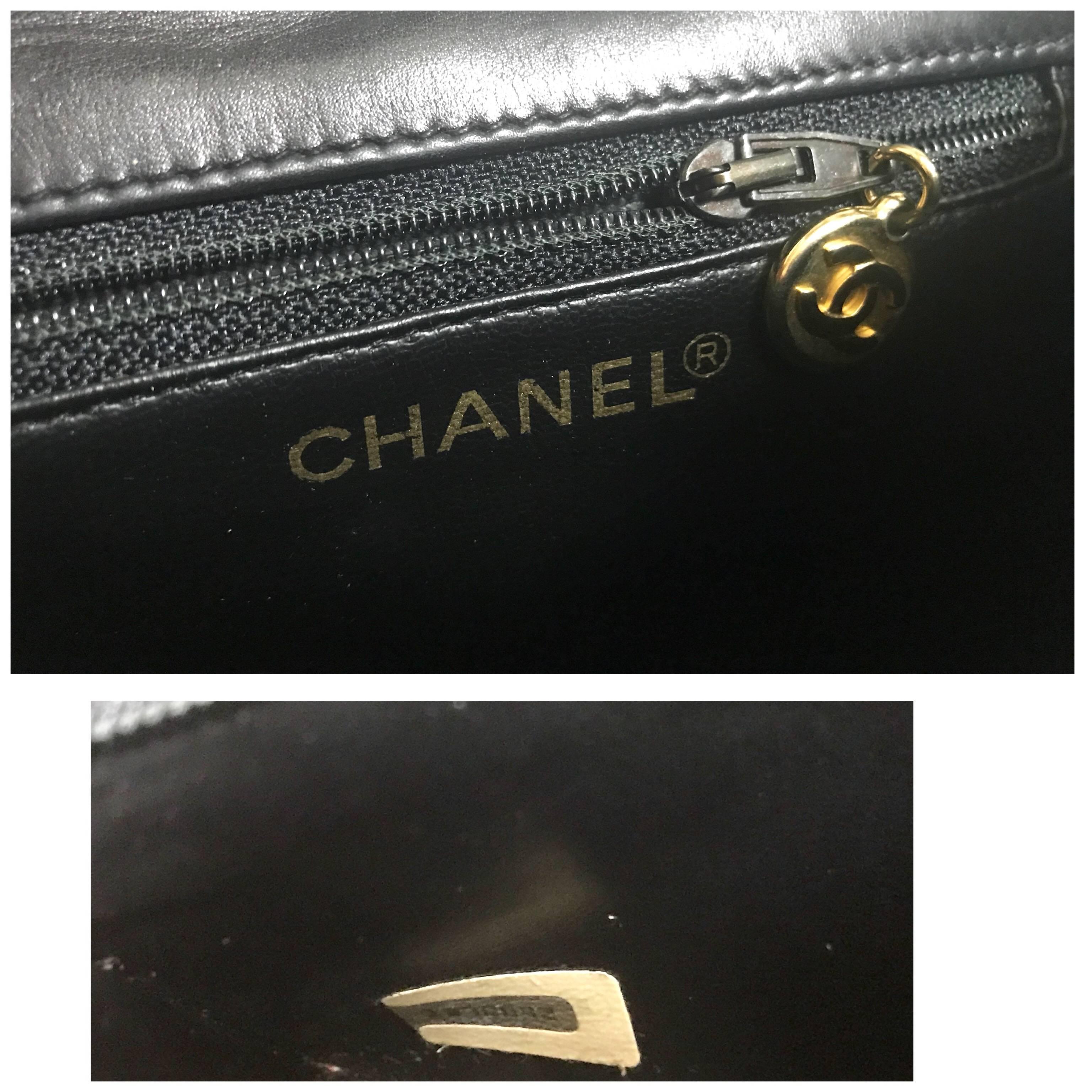 Women's Vintage CHANEL square black lambskin waist purse, fanny pack pouch and belt set.