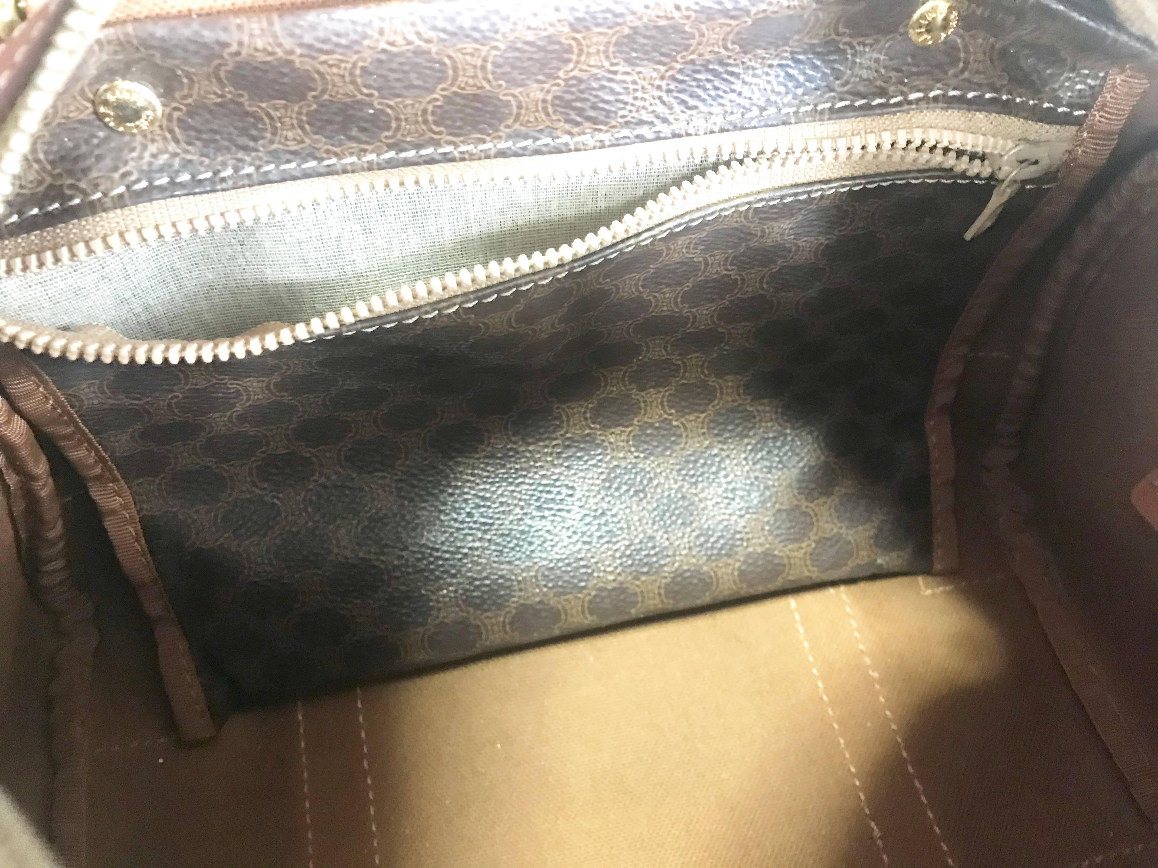 Vintage CELINE mini duffle bag, speedy style handbag with macadam blaison logos. For Sale 3