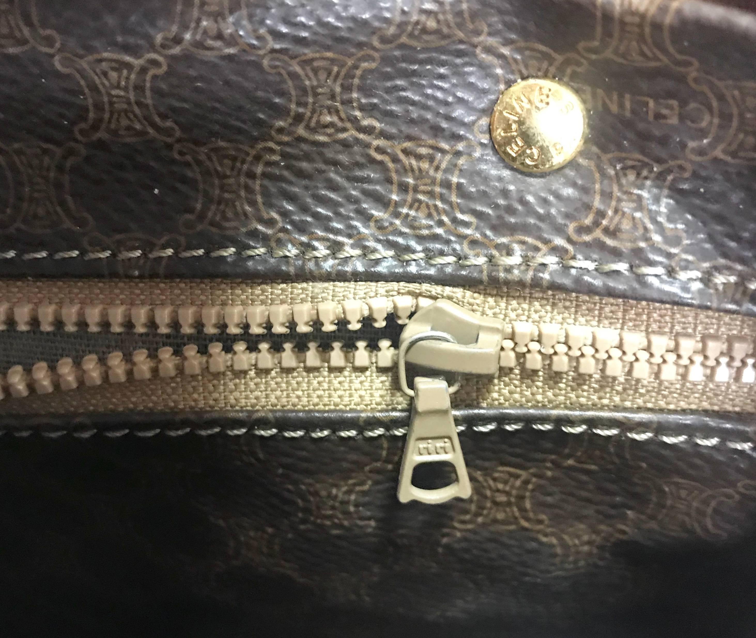 Vintage CELINE mini duffle bag, speedy style handbag with macadam blaison logos. For Sale 2