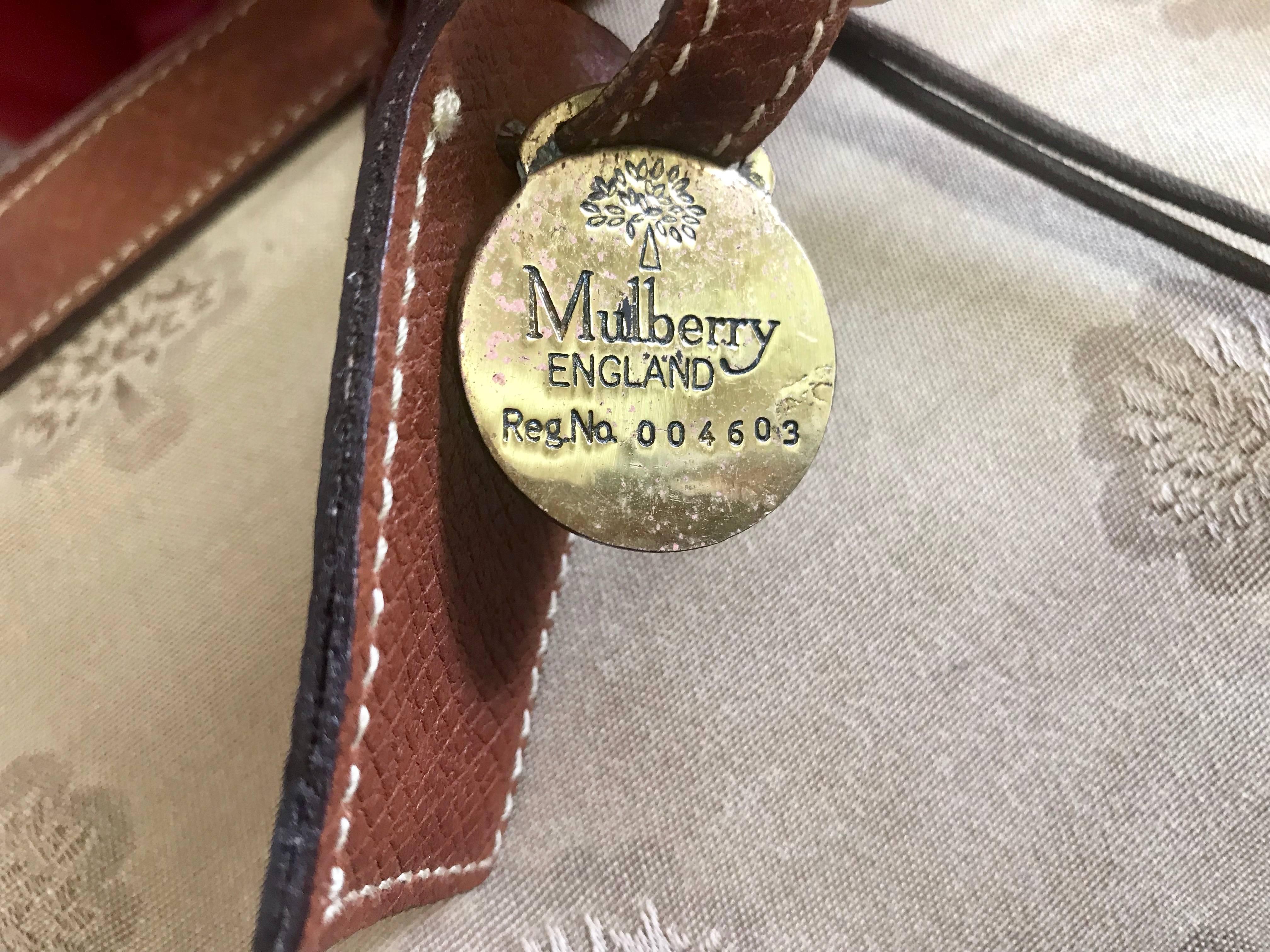 Vintage Mulberry beige logo jacquard fabric travel bag, duffle bag with leather. 10