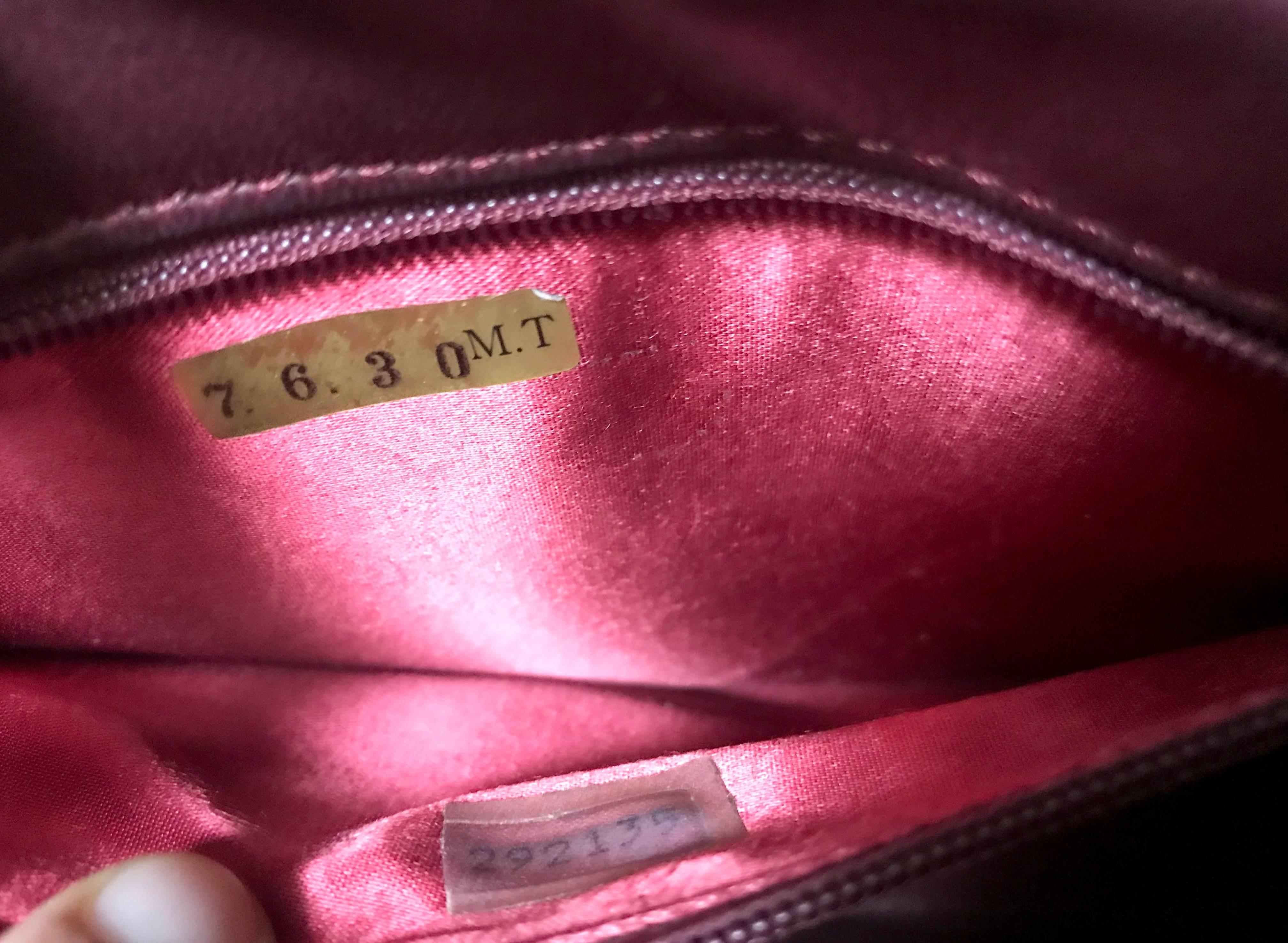 Chanel Vintage genuine dark wine brown lizard chain shoulder bag with CC mark For Sale 10