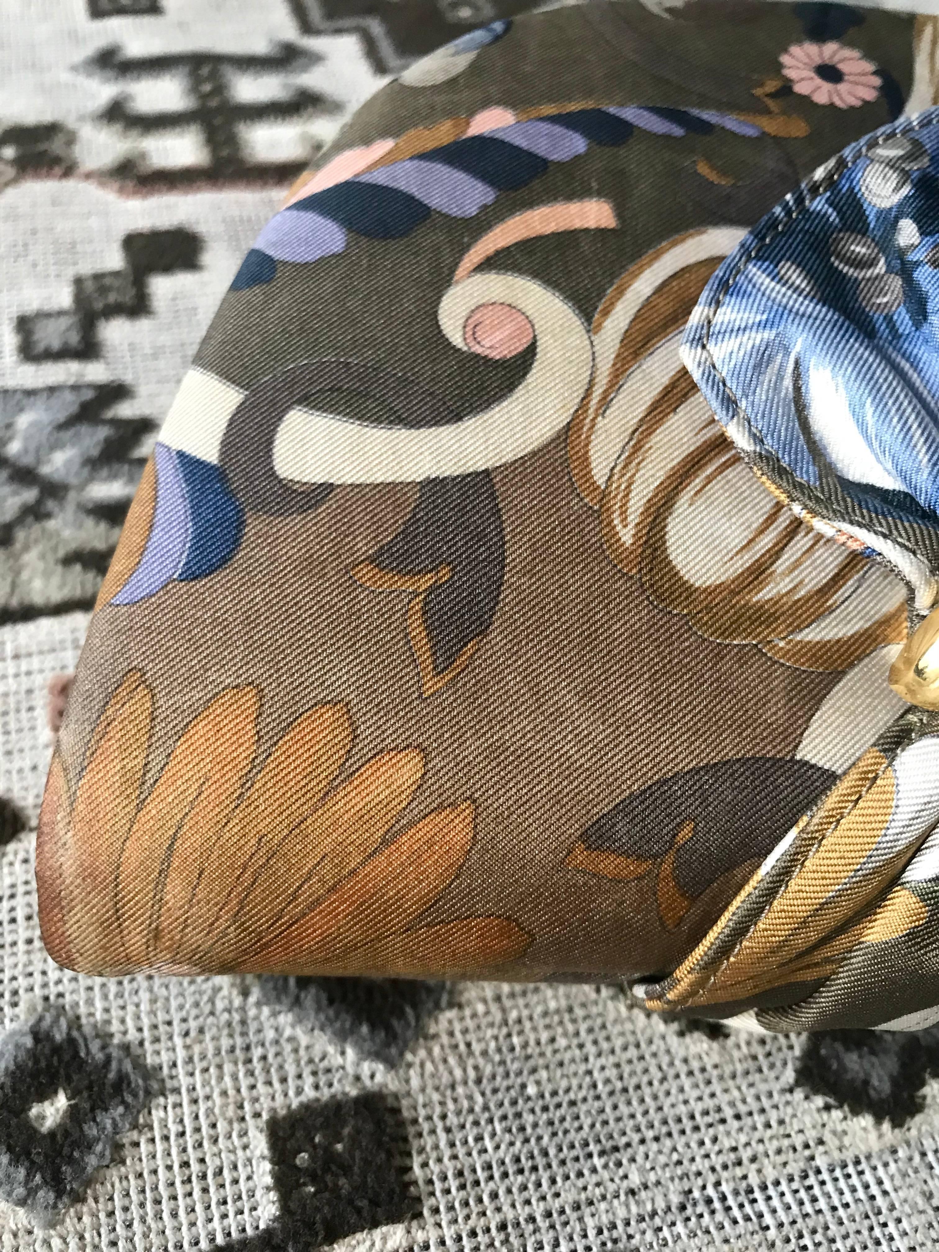 Gucci Vintage khaki brown tone floral printed satin fabric clutch bag, 1980s   7