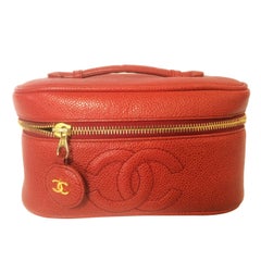 Chanel Red Caviar Leather Vintage Timeless Bucket Bag with Pouch at 1stDibs