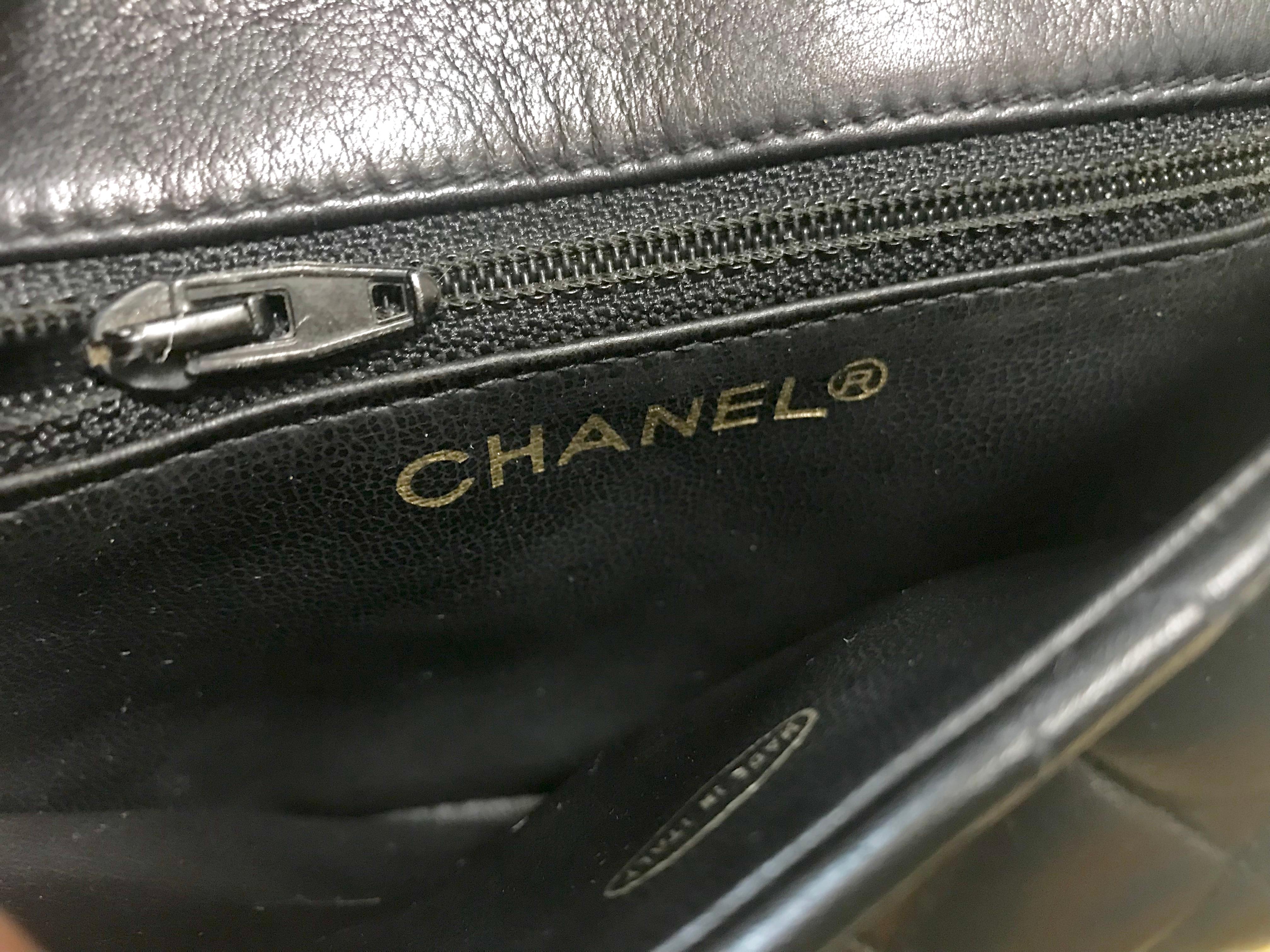 Chanel Vintage black lamb belt bag / fanny pack with golden chain belt and CC  For Sale 4