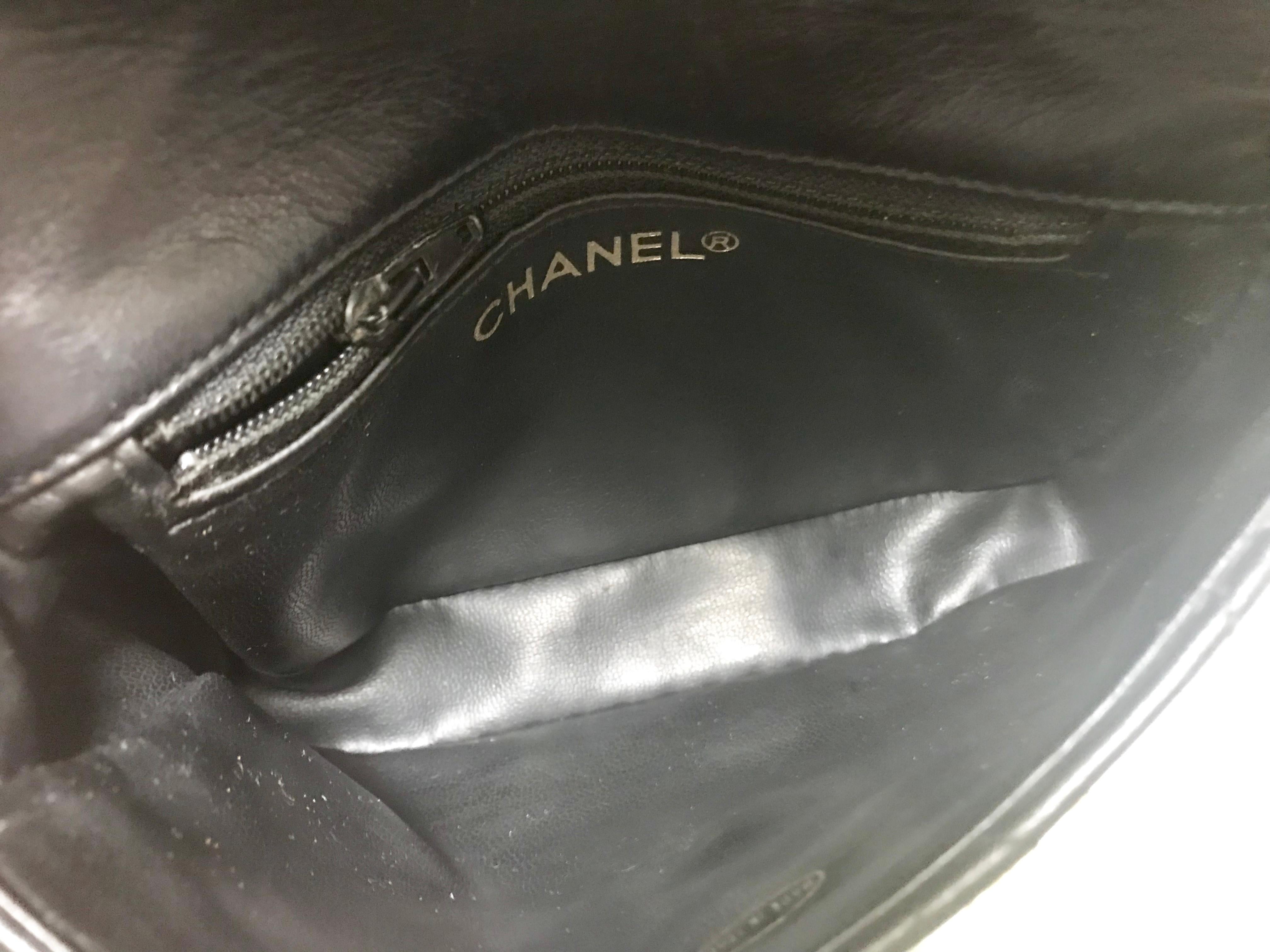 Chanel Vintage black lamb belt bag / fanny pack with golden chain belt and CC  For Sale 5