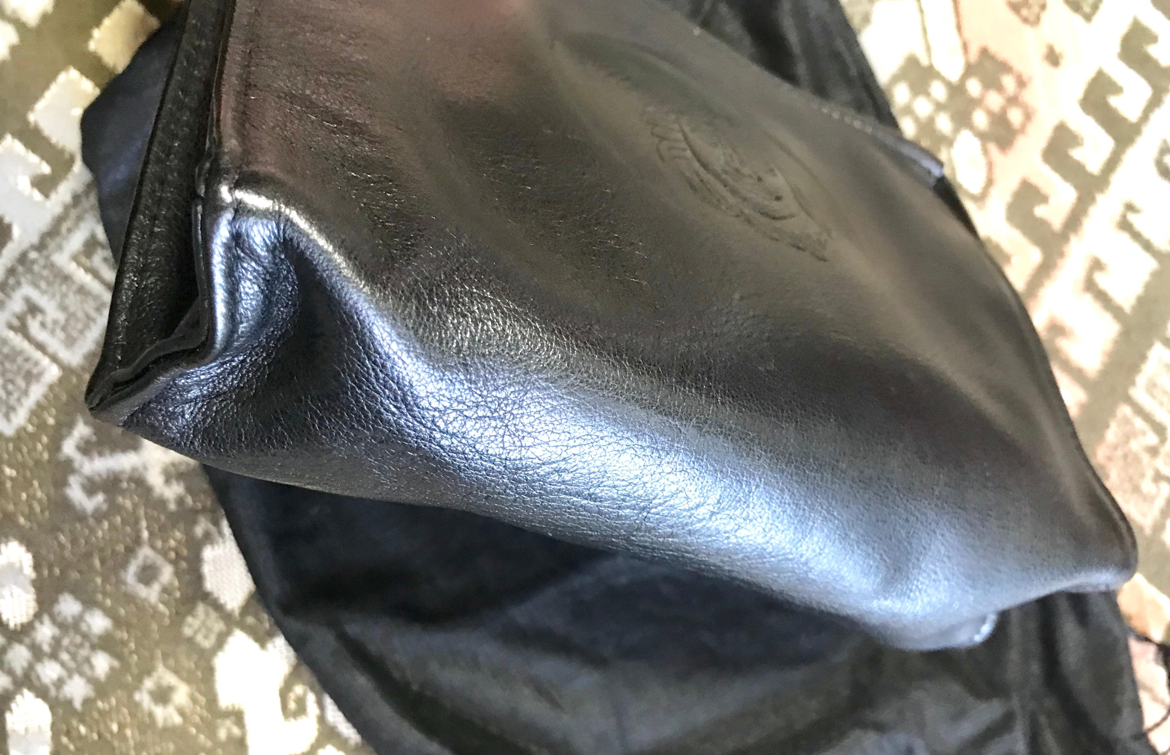 Vintage Gianni Versace black leather clutch purse, pouch, case bag with medusa. 4