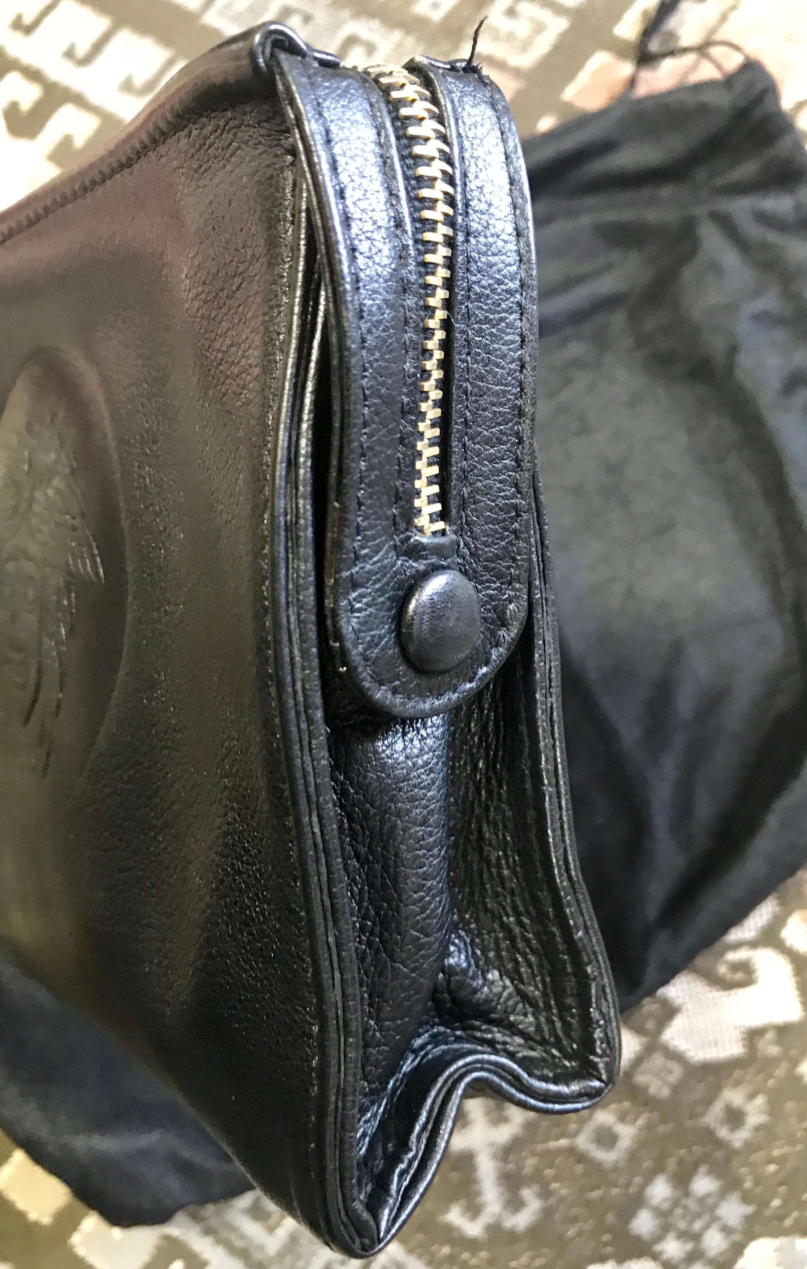 Vintage Gianni Versace black leather clutch purse, pouch, case bag with medusa. 5