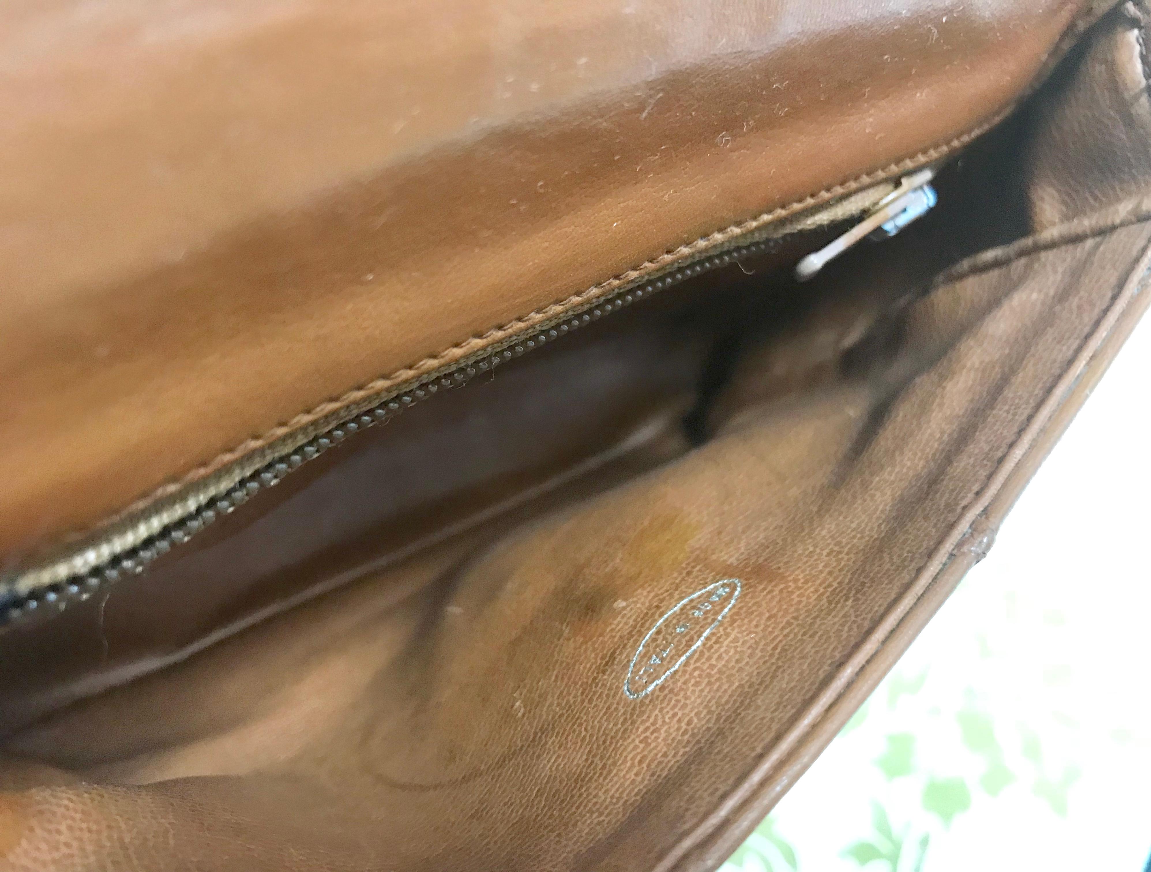 Chanel Vintage brown leather waist purse fanny pack hip bag with . Belt bag. For Sale 9