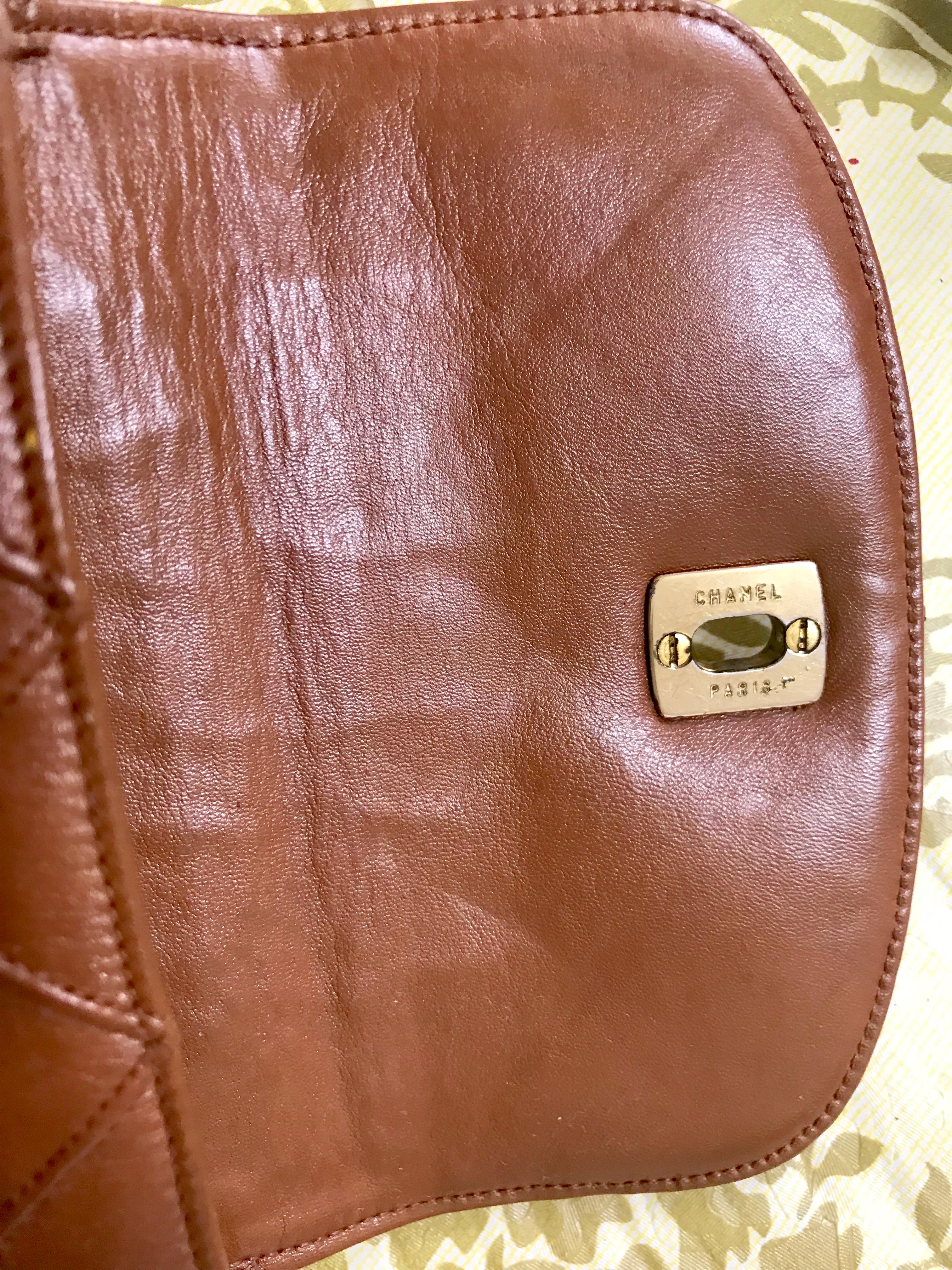 Chanel Vintage brown leather waist purse fanny pack hip bag with . Belt bag. For Sale 6