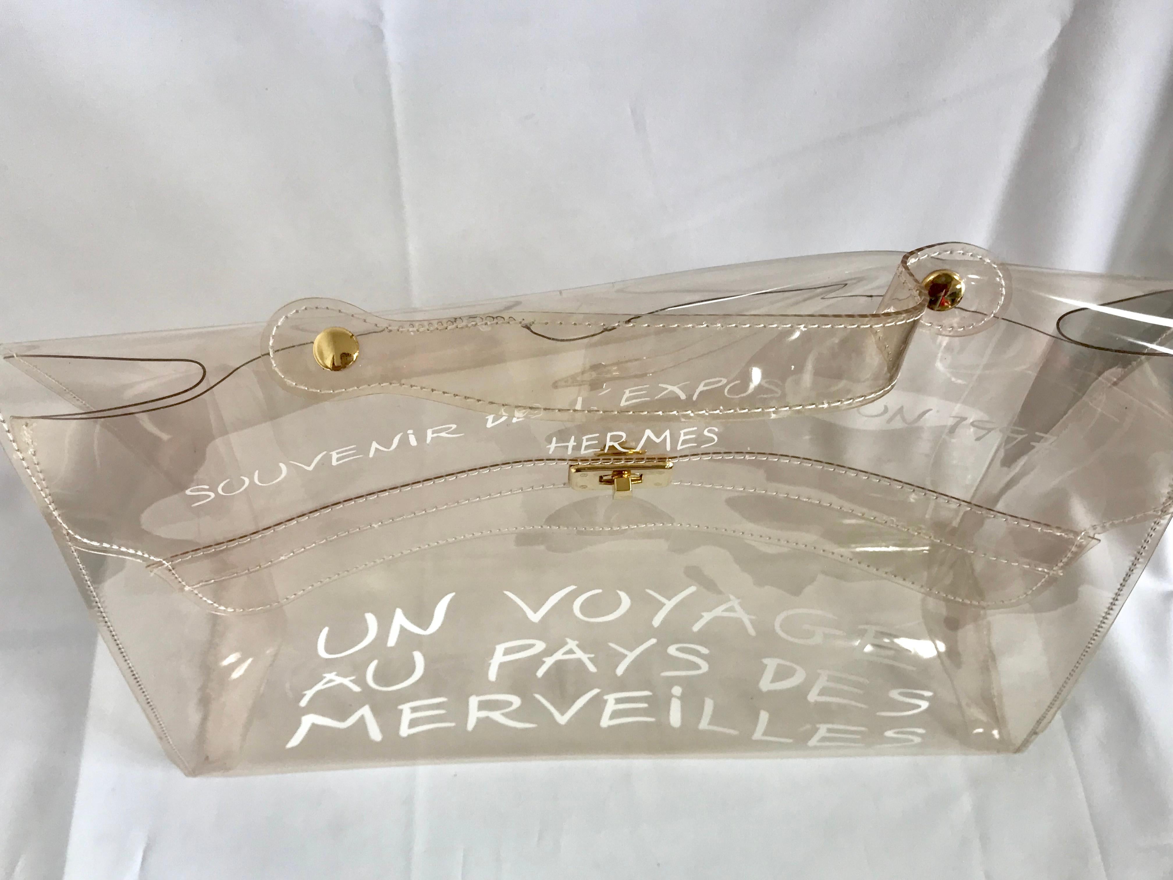 MINT. Vintage Hermes clear, transparent vinyl Kelly bag, Japan limited Edition. 6