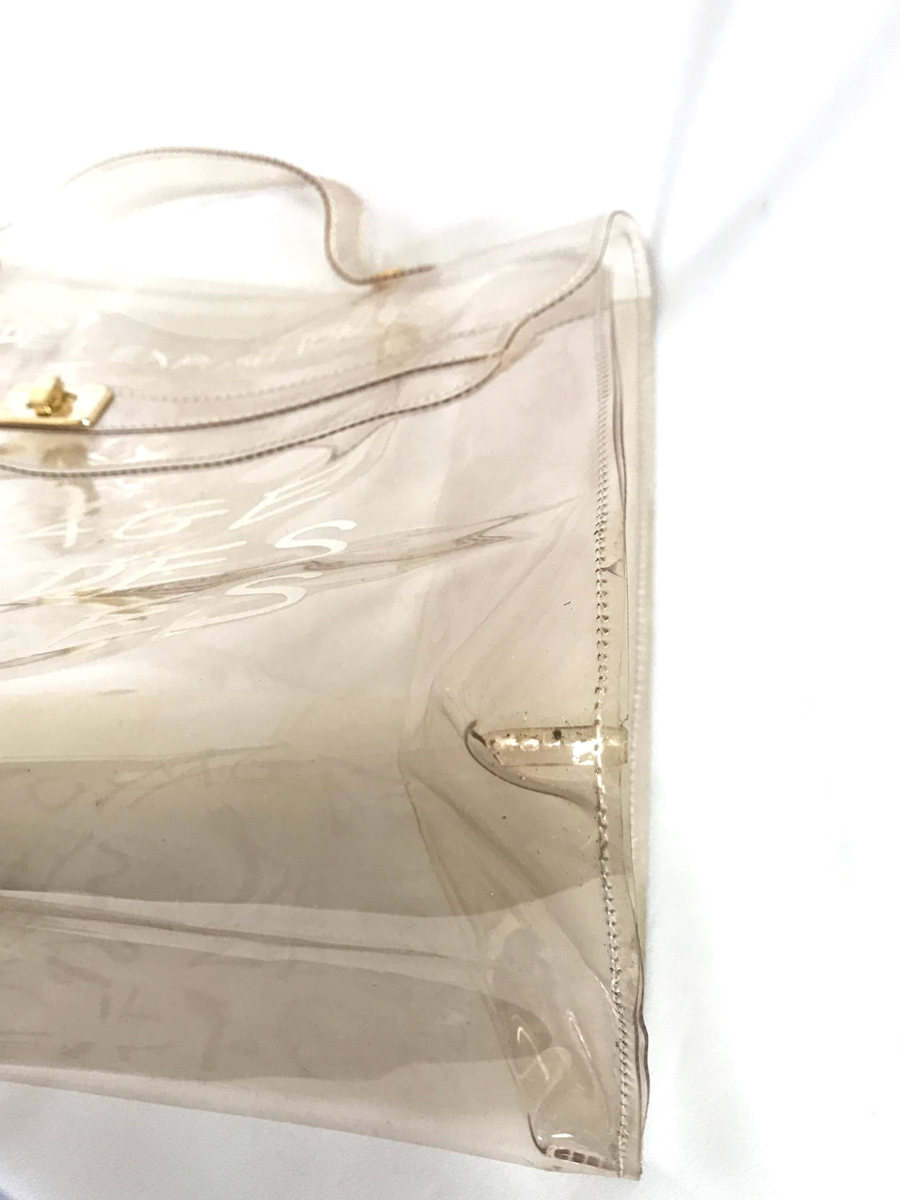 MINT. Vintage Hermes clear, transparent vinyl Kelly bag, Japan limited Edition. 5
