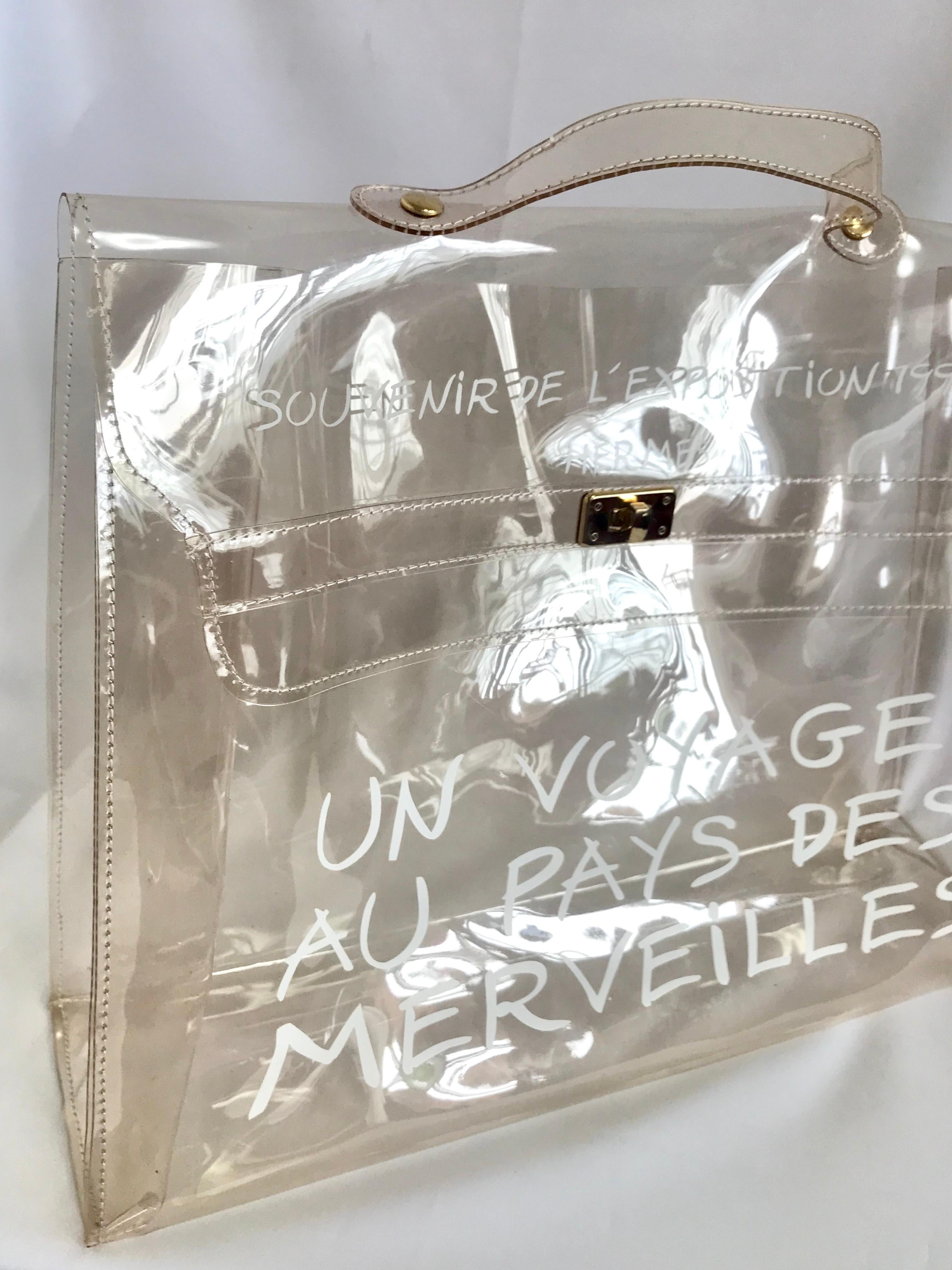 MINT. Vintage Hermes clear, transparent vinyl Kelly bag, Japan limited Edition. 3