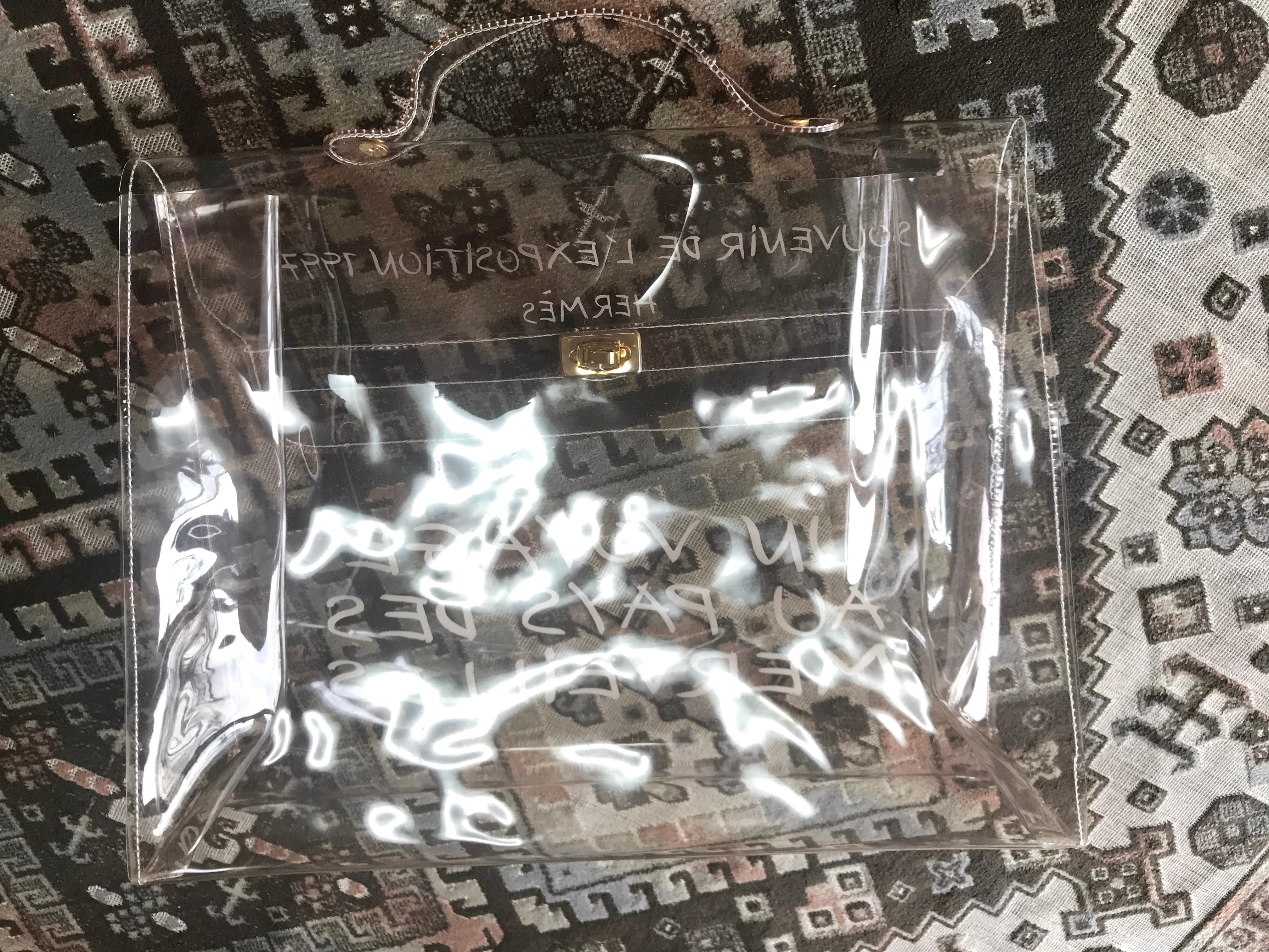MINT. Vintage Hermes clear, transparent vinyl Kelly bag, Japan limited Edition. 11