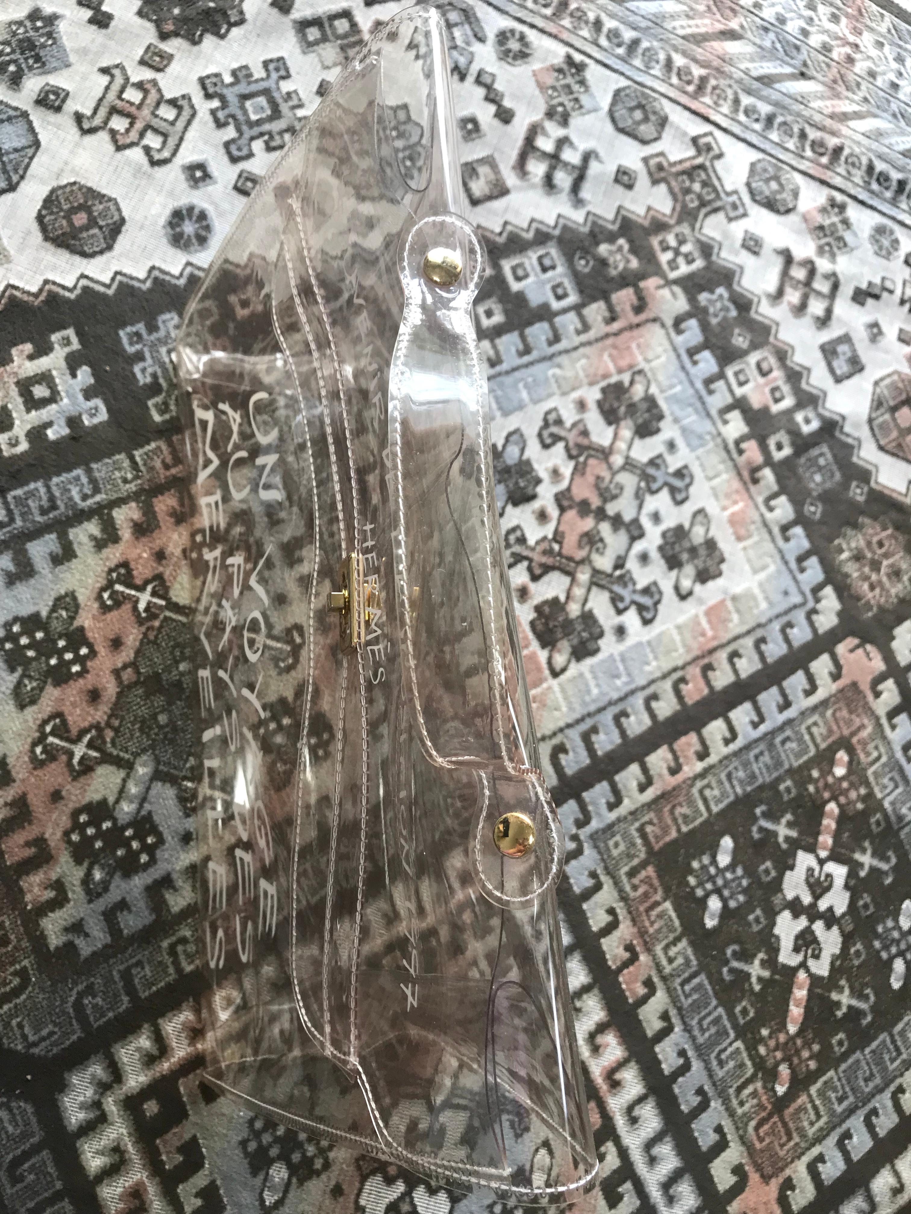 MINT. Vintage Hermes clear, transparent vinyl Kelly bag, Japan limited Edition. 12