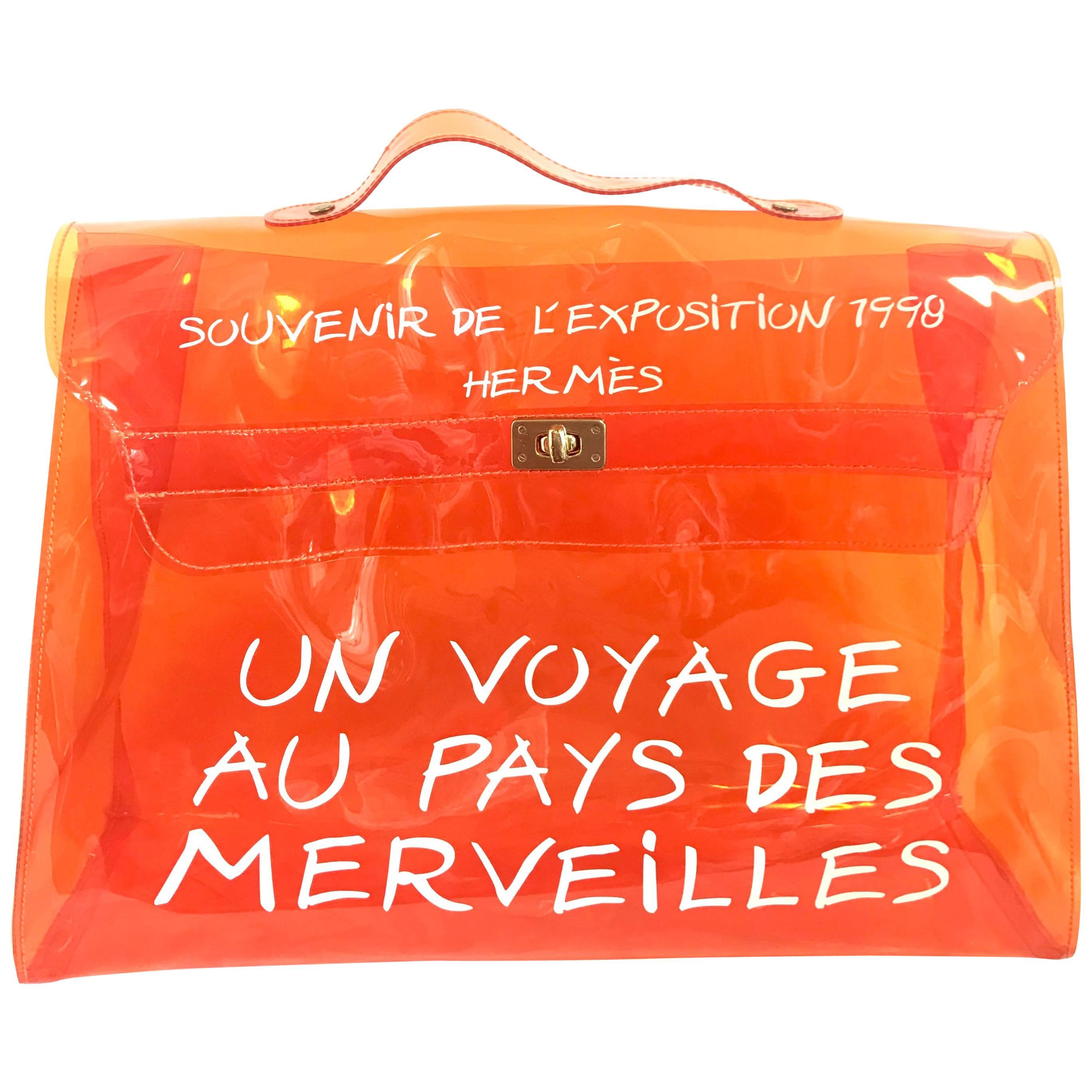 Vintage Hermes rare transparent orange vinyl Kelly bag Japan Limited Edition.