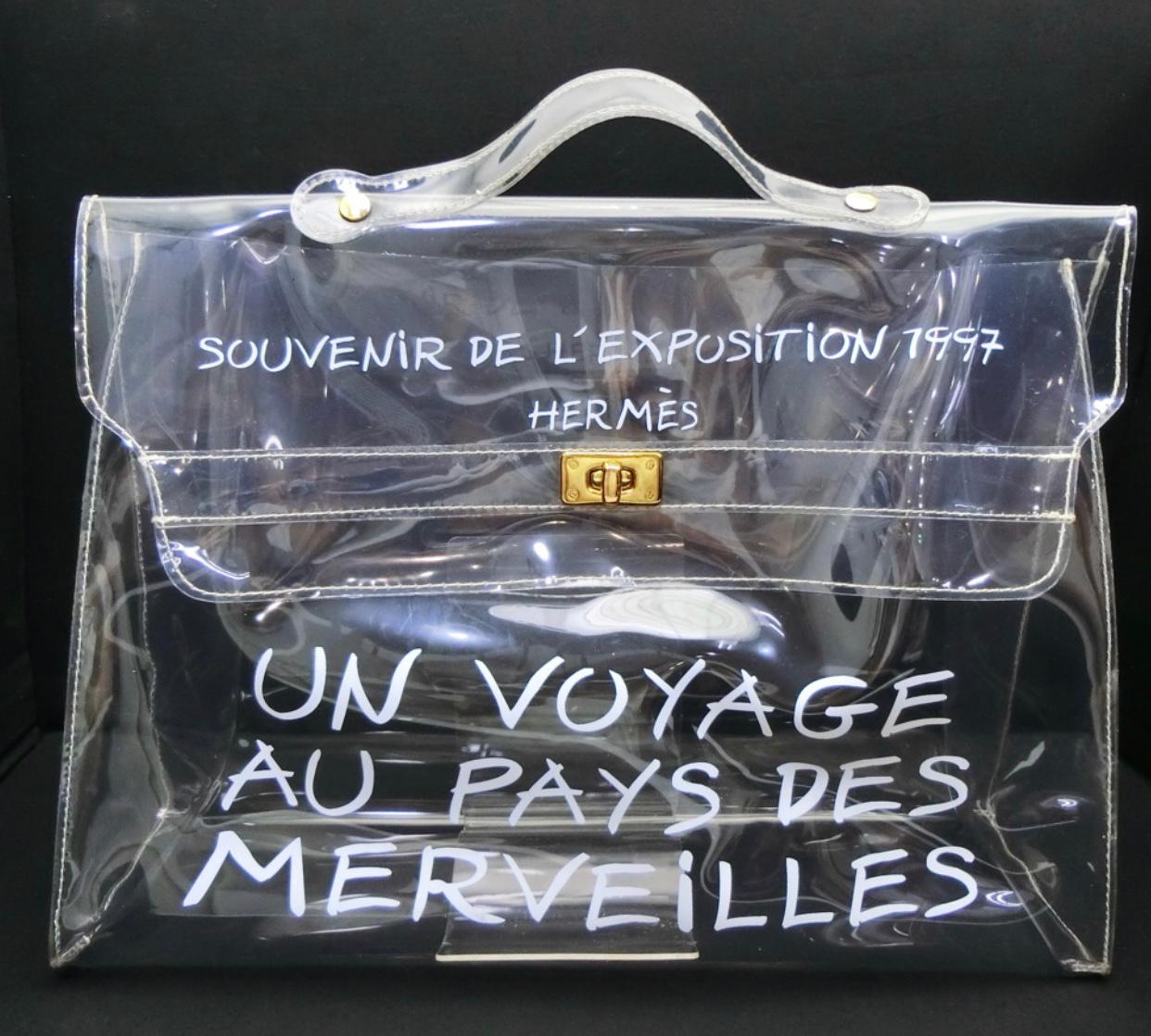 MINT. Vintage Hermes clear, transparent vinyl Kelly bag, Japan limited Edition. 