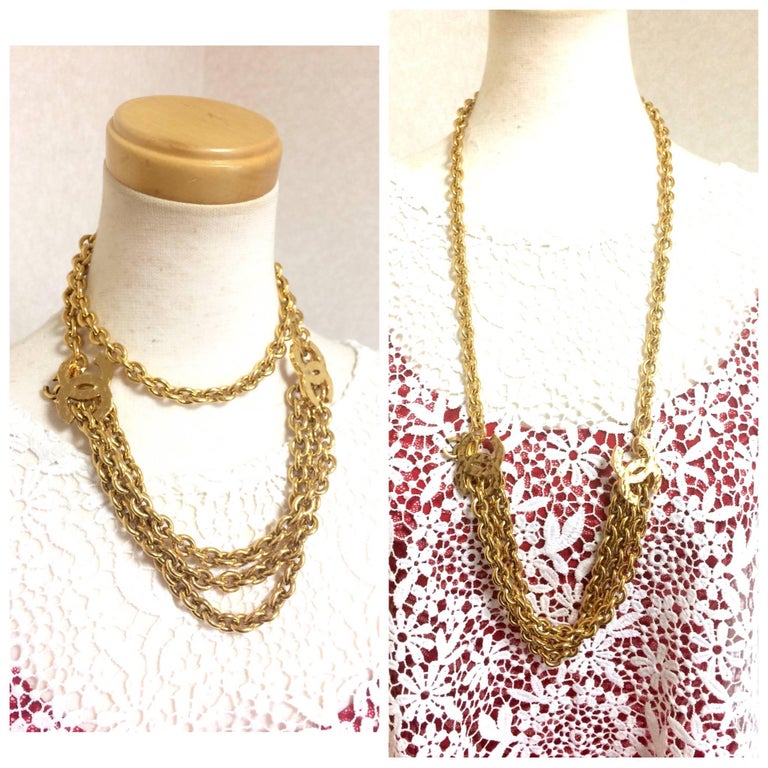 Chanel Vintage golden chain belt with triple layer chains  display picture 1