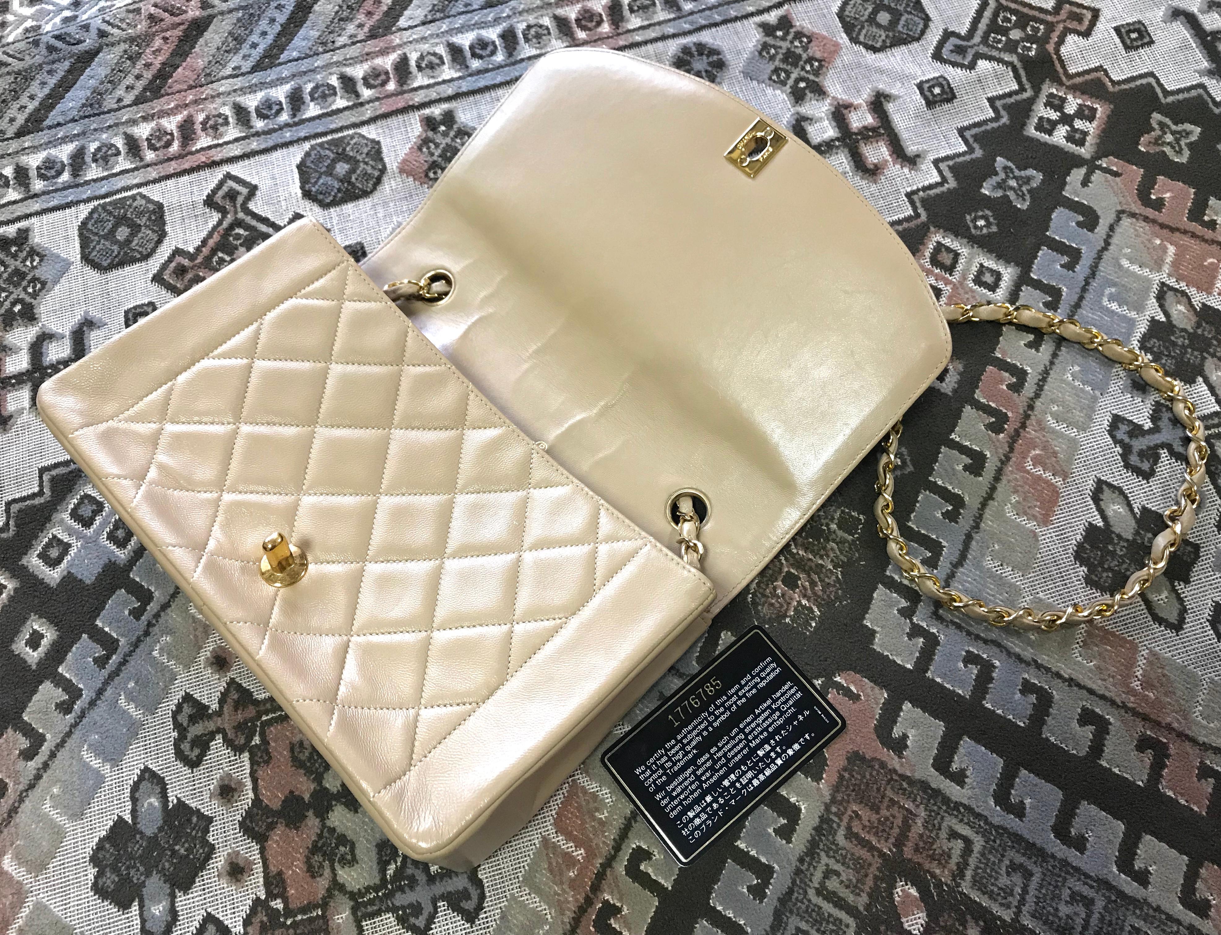 Chanel Vintage beige lambskin flap chain Diana 2.55 shoulder bag / purse  9