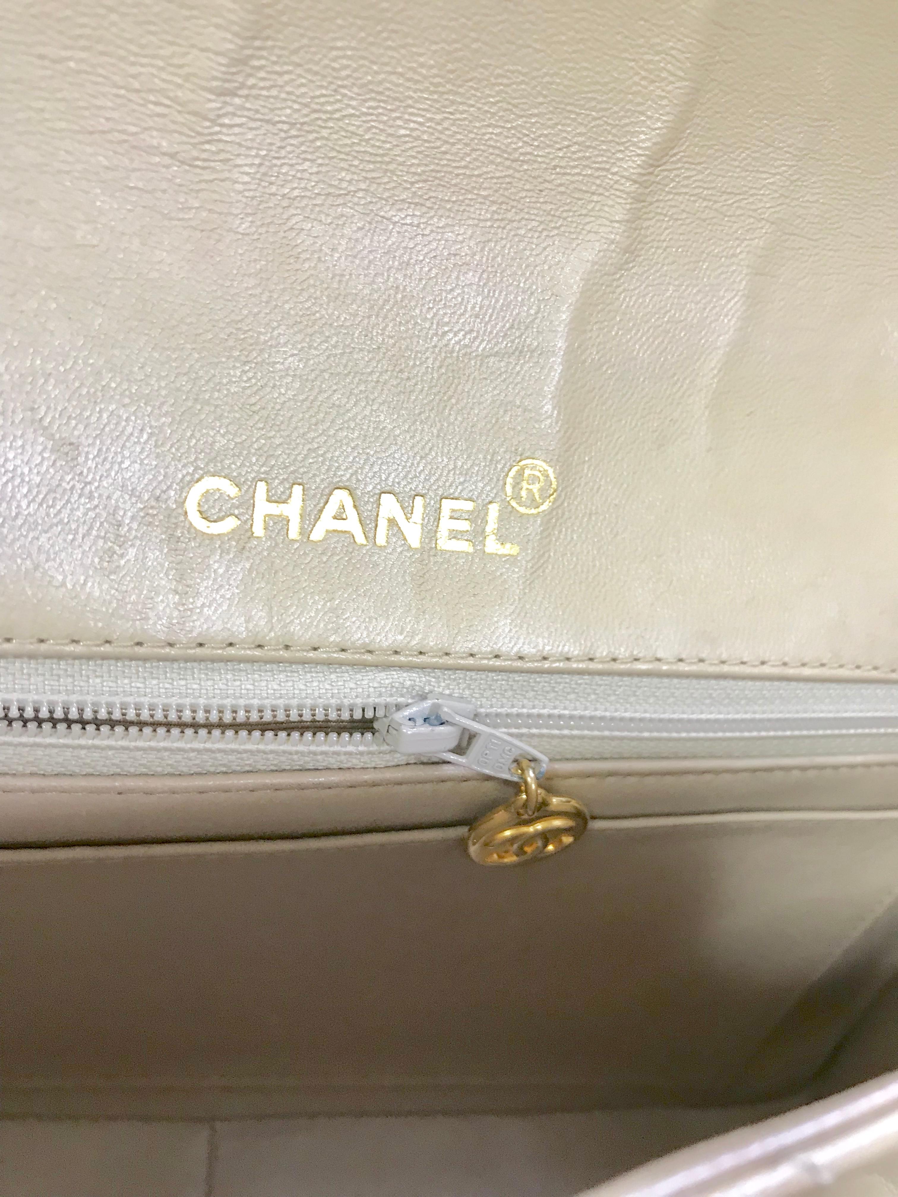 Chanel Vintage beige lambskin flap chain Diana 2.55 shoulder bag / purse  11