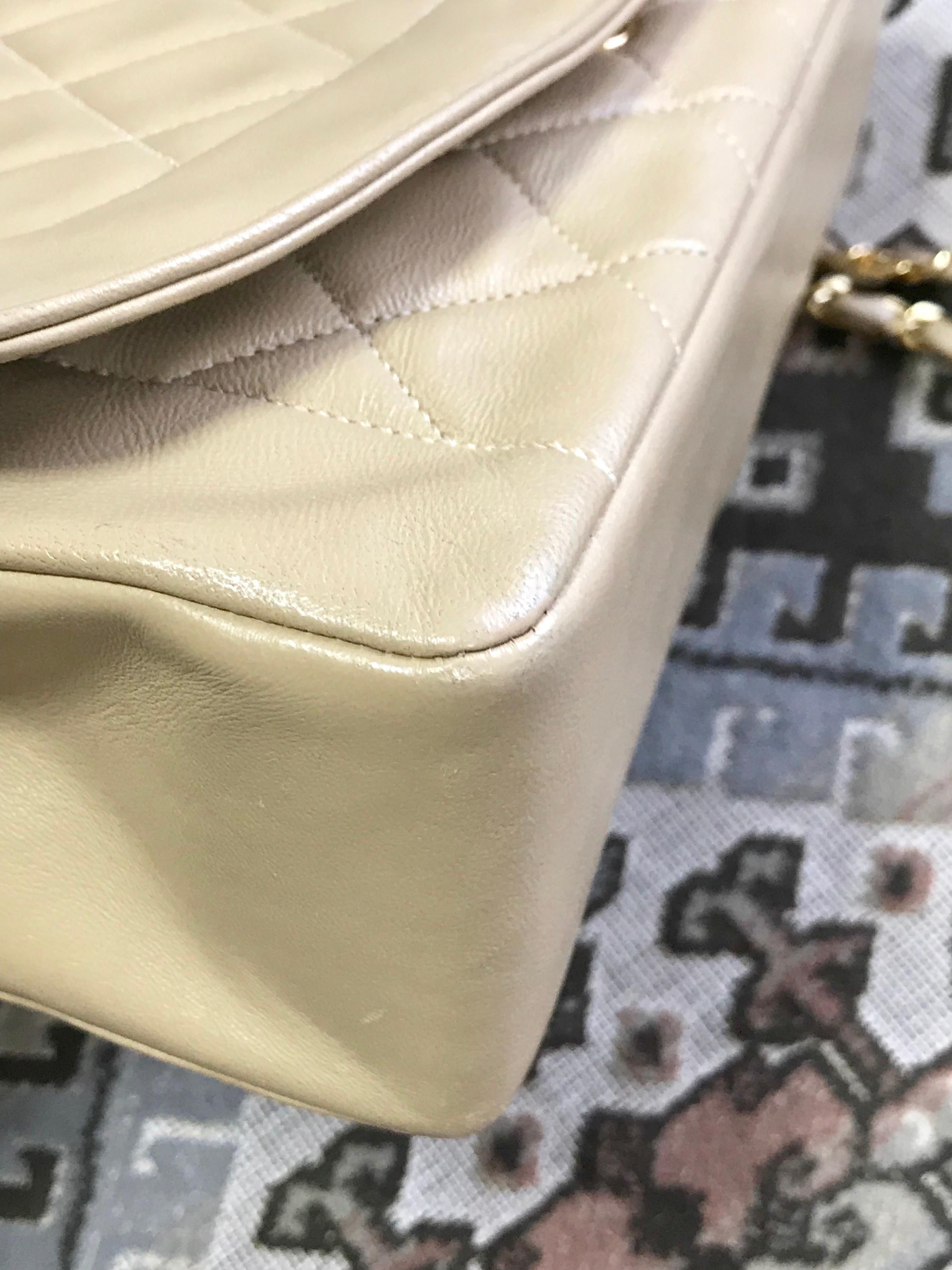 Chanel Vintage beige lambskin flap chain Diana 2.55 shoulder bag / purse  5
