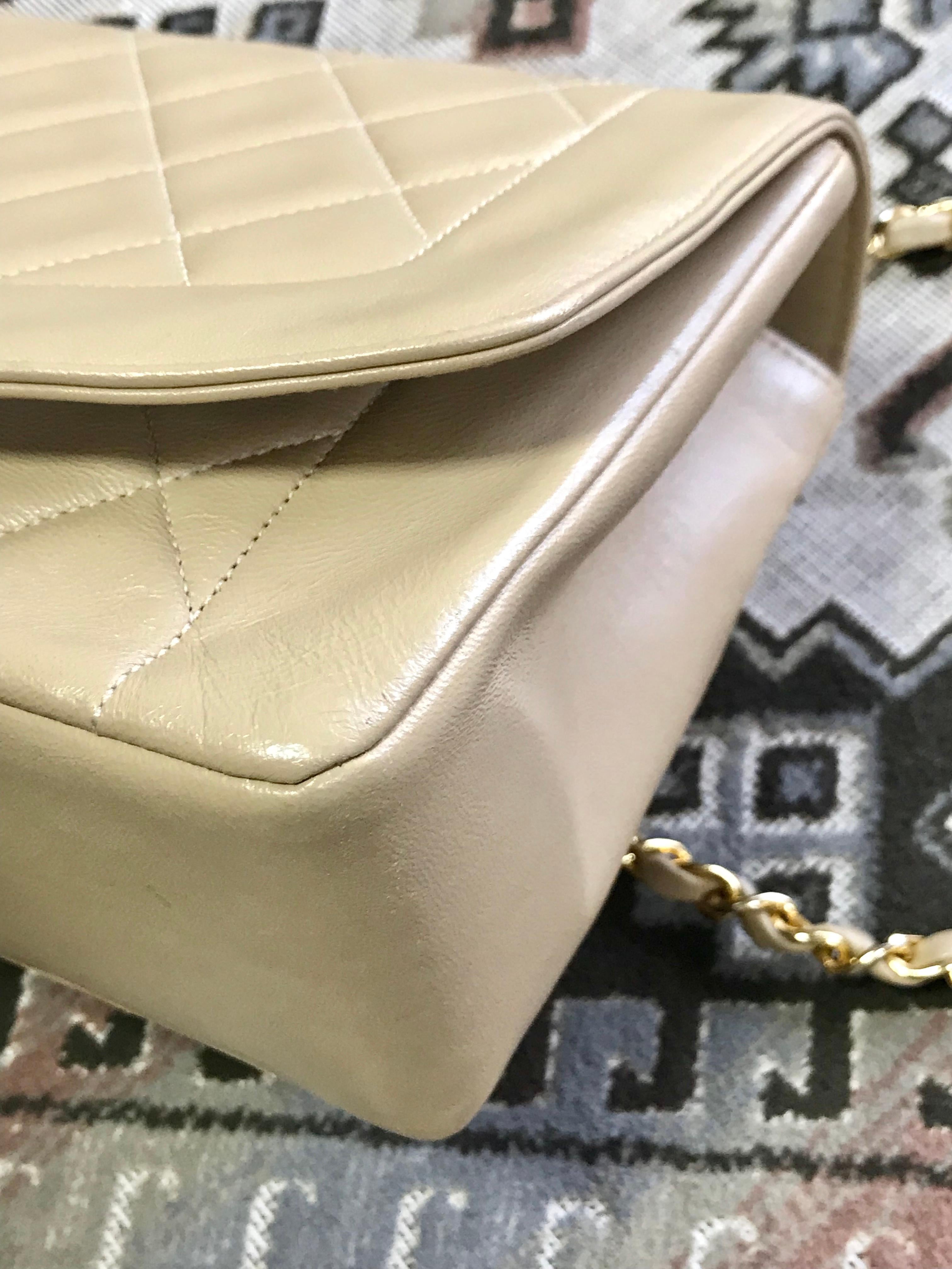 Chanel Vintage beige lambskin flap chain Diana 2.55 shoulder bag / purse  6