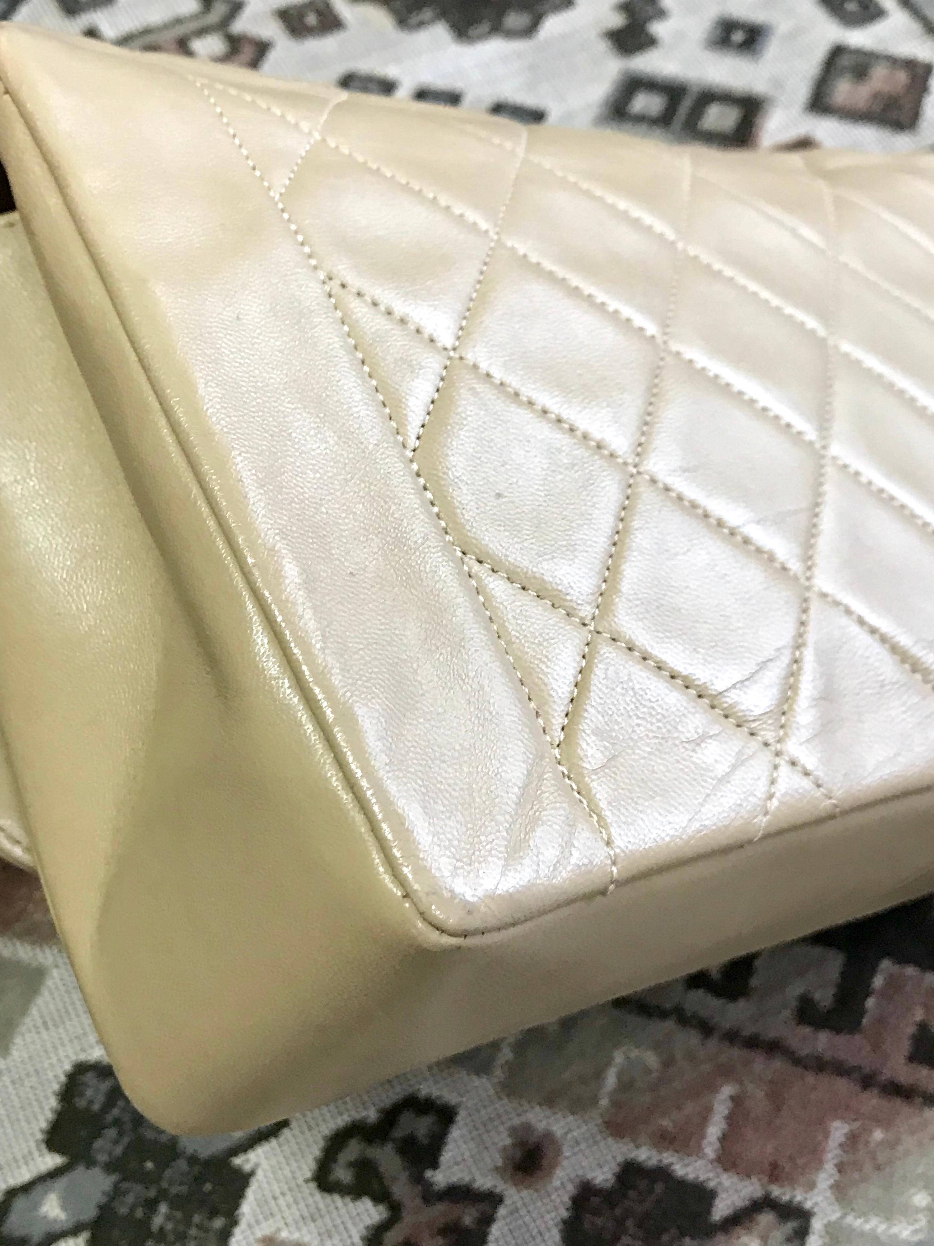 Chanel Vintage beige lambskin flap chain Diana 2.55 shoulder bag / purse  8