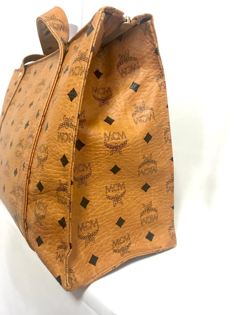 MCM brown monogram large tote shoulder bag, 1990s  For Sale 3