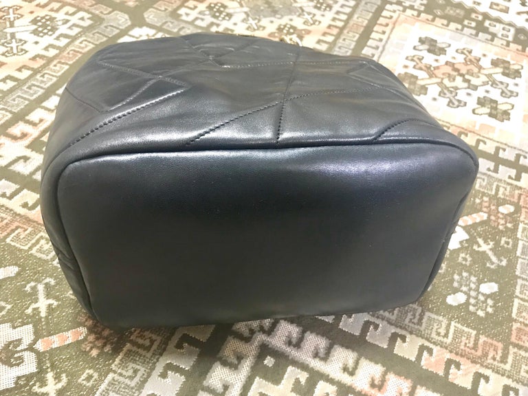 Prada Vintage black leather geometric patchwork tote bag with metallic handles  For Sale 4