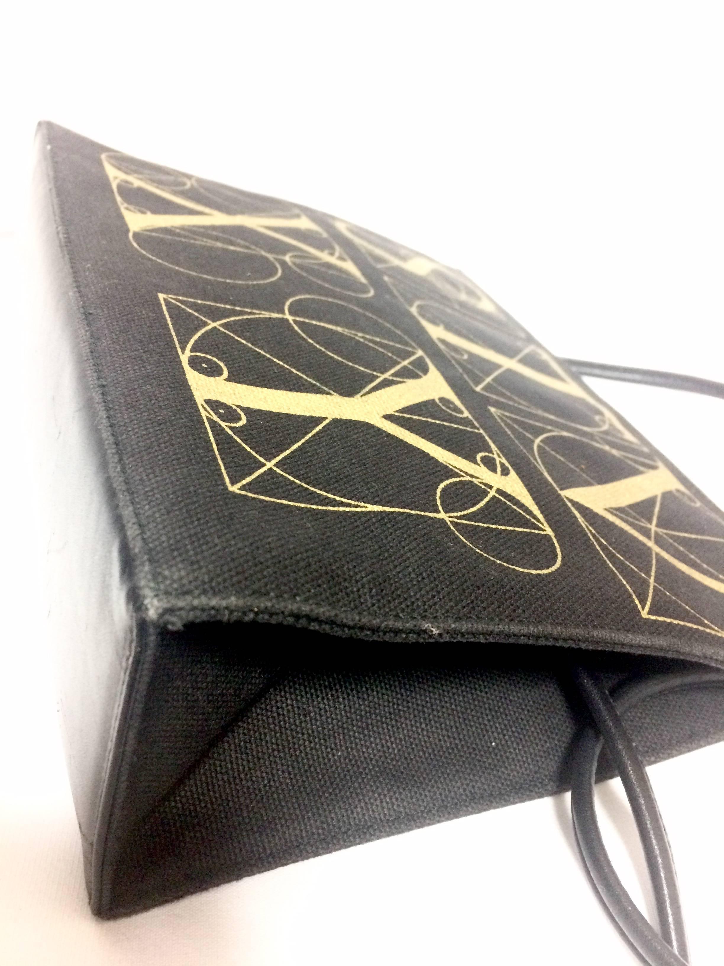 Vintage Paloma Picasso black shoulder bag with gold letter prints.  For Sale 2