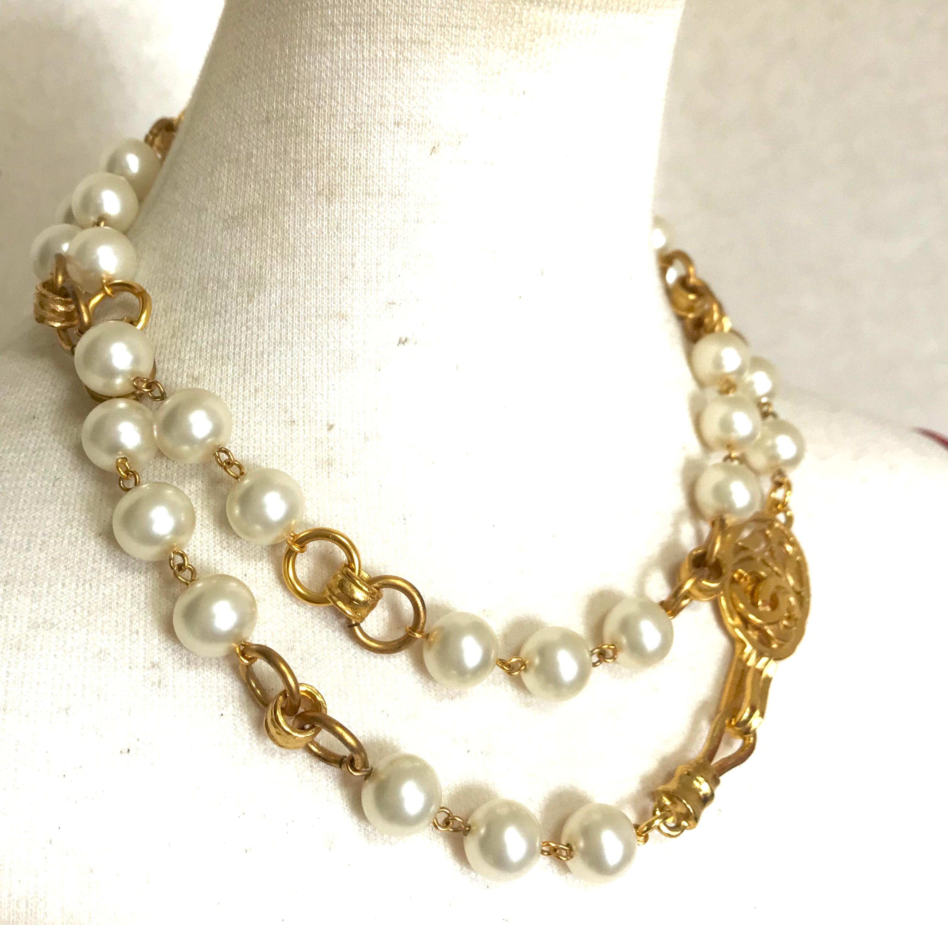 faux chanel long pearl necklace