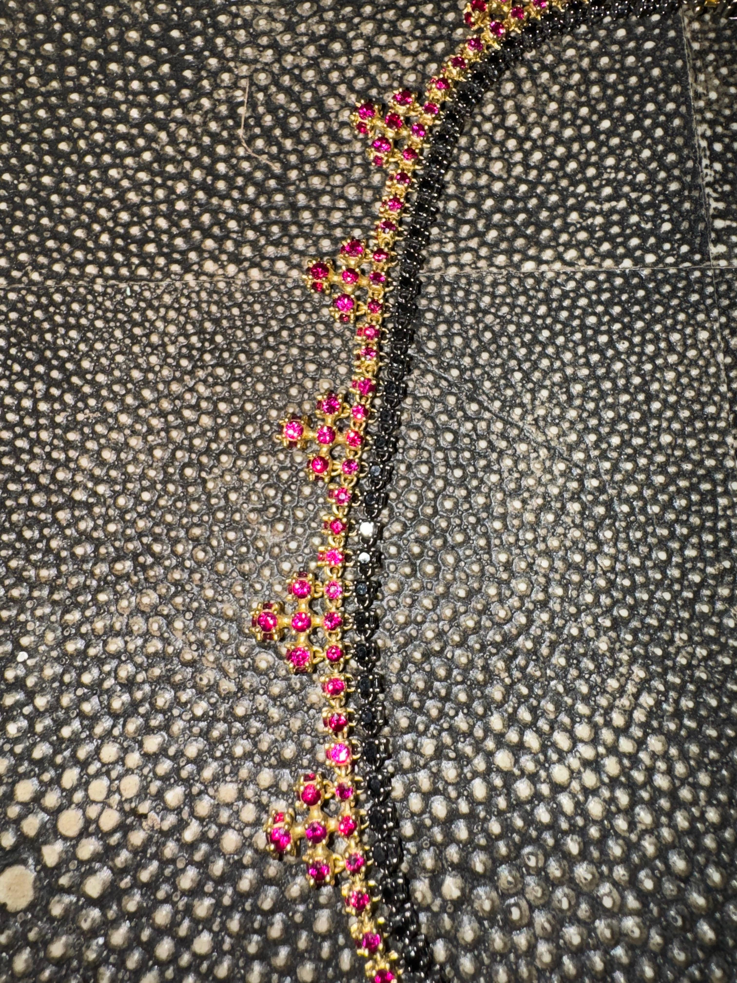 Paul Morelli Black Diamond and Ruby Collar Necklace For Sale 1