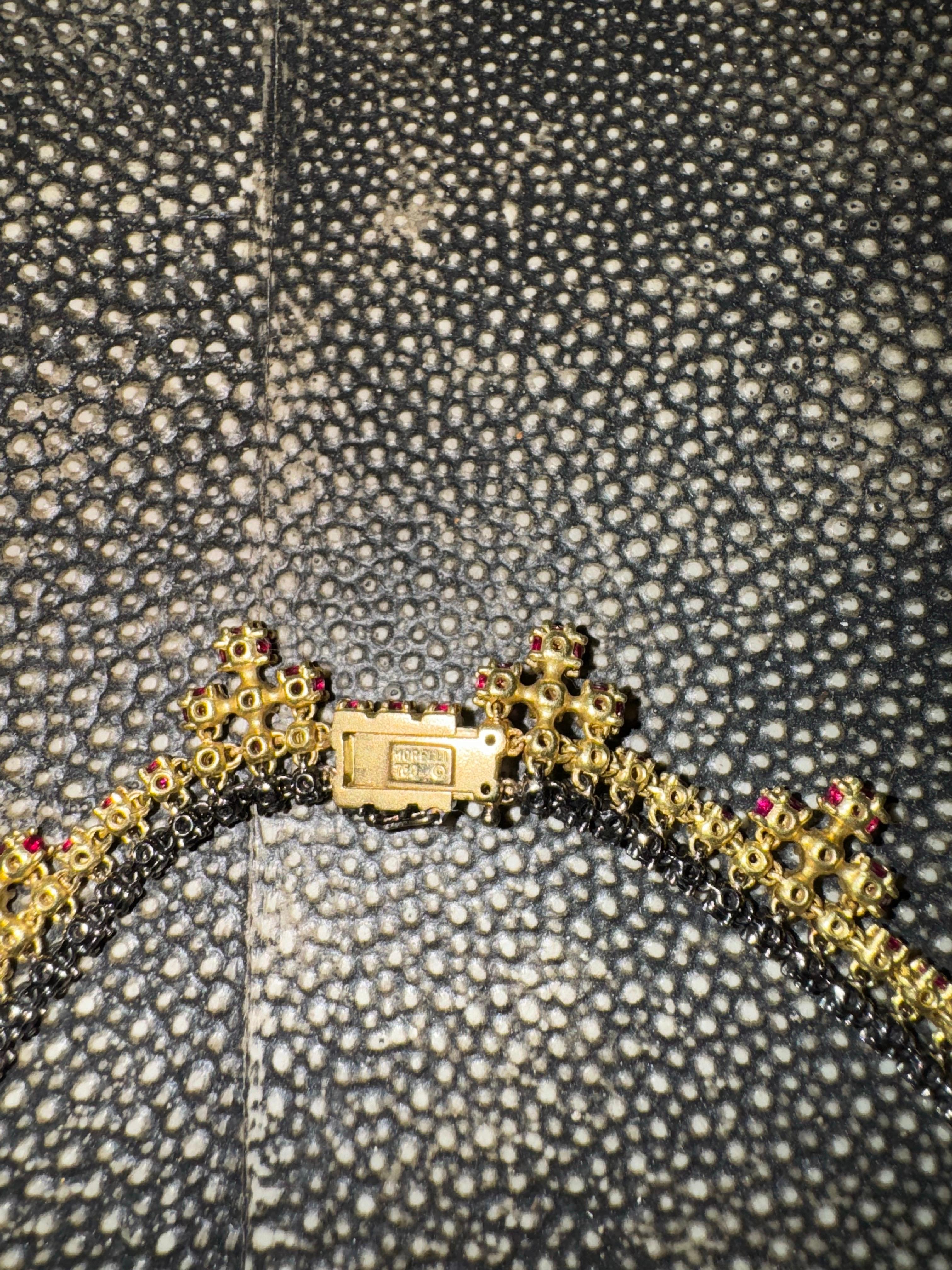 Paul Morelli Black Diamond and Ruby Collar Necklace For Sale 4