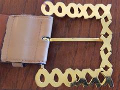 Paloma Picasso XXOXXO Leather Belt with Signature Goldtone Belt Buckle