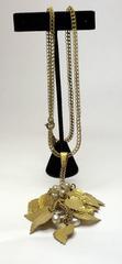 1950's MIRIAM HASKELL Baroque pearl and Goldtone Leaves Pendant Necklace