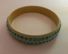1920s Celluloid and Rhinestone Sparkle Bangle Bracelet
