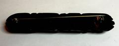 1930s Art Deco Black Bakelite Heavily Carved Bar Pin LEAVES