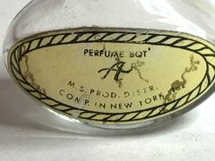 1930s Perfume BQT "A" Glass with Black Art Deco Carved Bakelite Cap