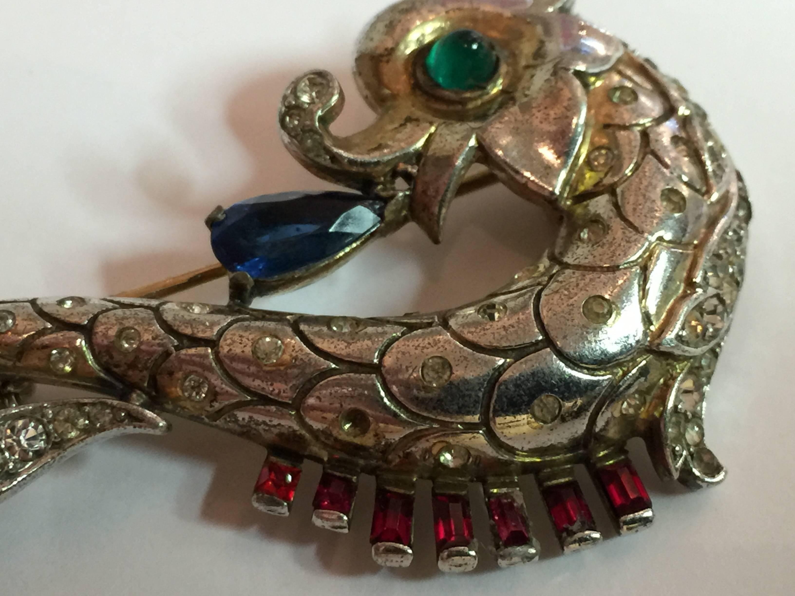 1940s TRIFARI Seahorse Dress Clip Brooch For Sale 1