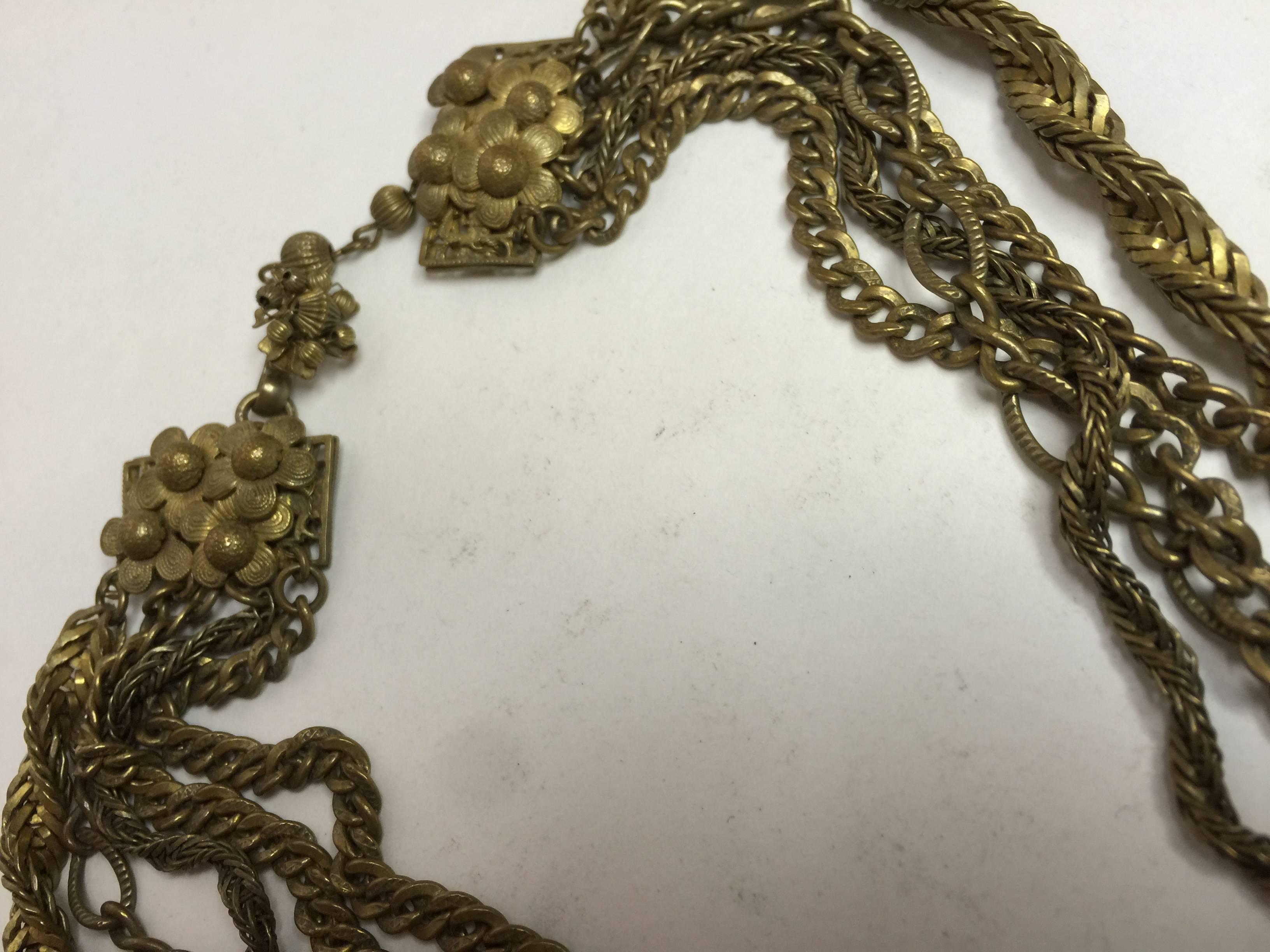 Women's 1950s MIRIAM HASKELL Antiqued Goldtone Multi-chain Necklace