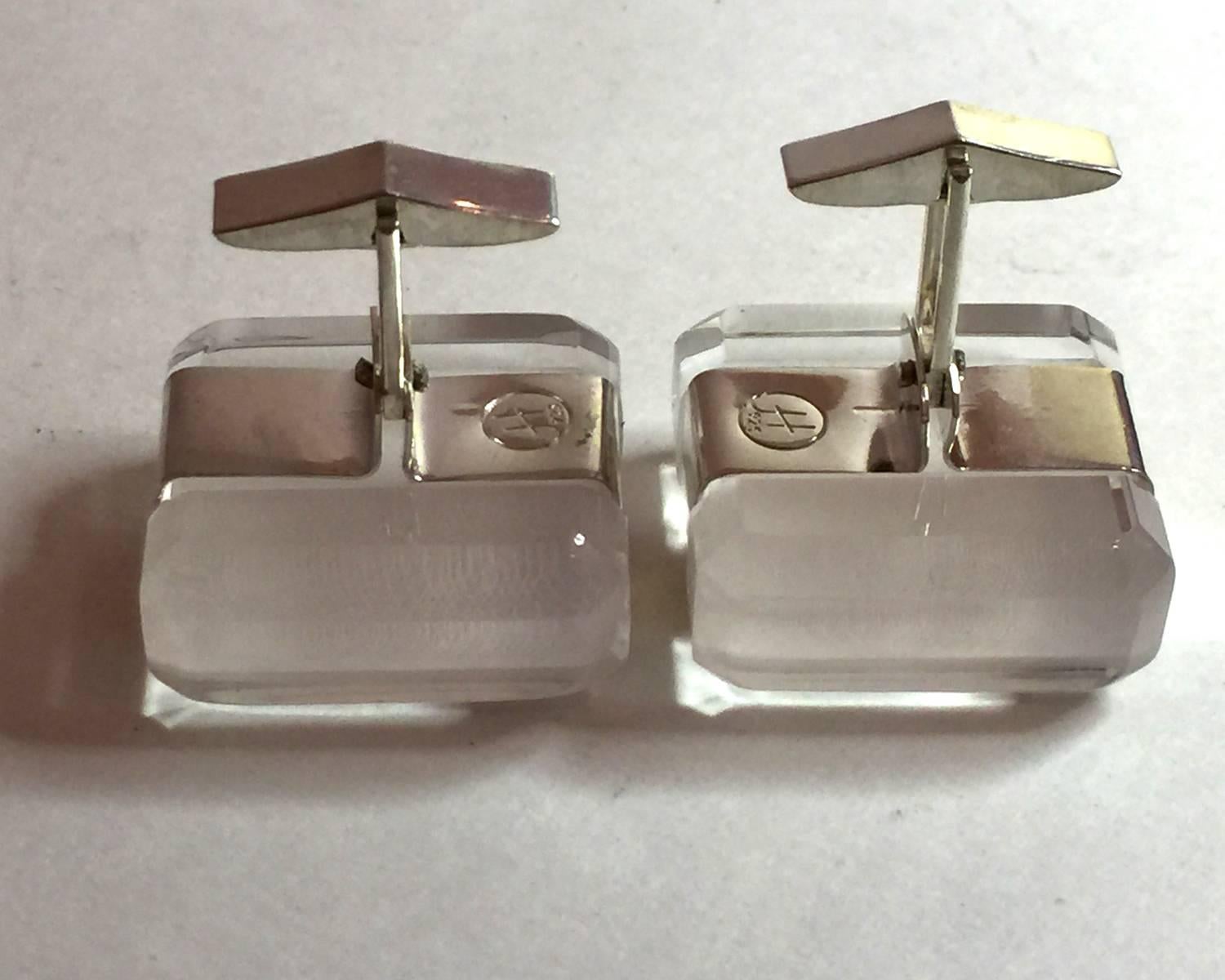 As part of her re-entering the marketplace, Judith Hendler, 70s-80s Queen of Acrylic offered myself and one other dealer the opportunity to sell these newly designed and executed sterling silver and clear bevelled acrylic flip-bar mechanism