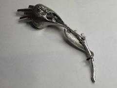 1950s CORO Brushed Silvertone Calla Lily Brooch Pin  Art Deco style baguettes